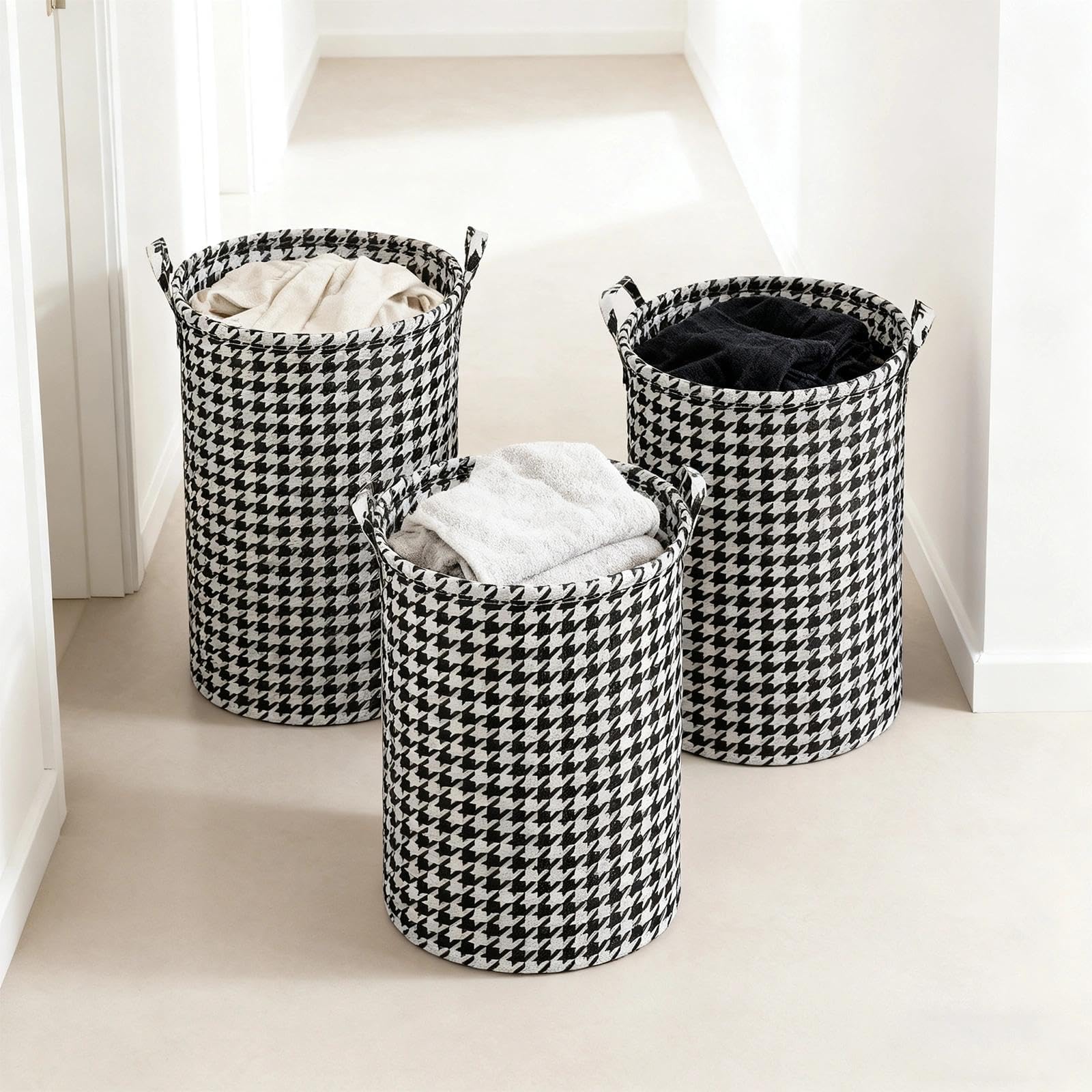 3Pcs Laundry Baskets, 75L Non-Woven Waterproof Foldable Hampers