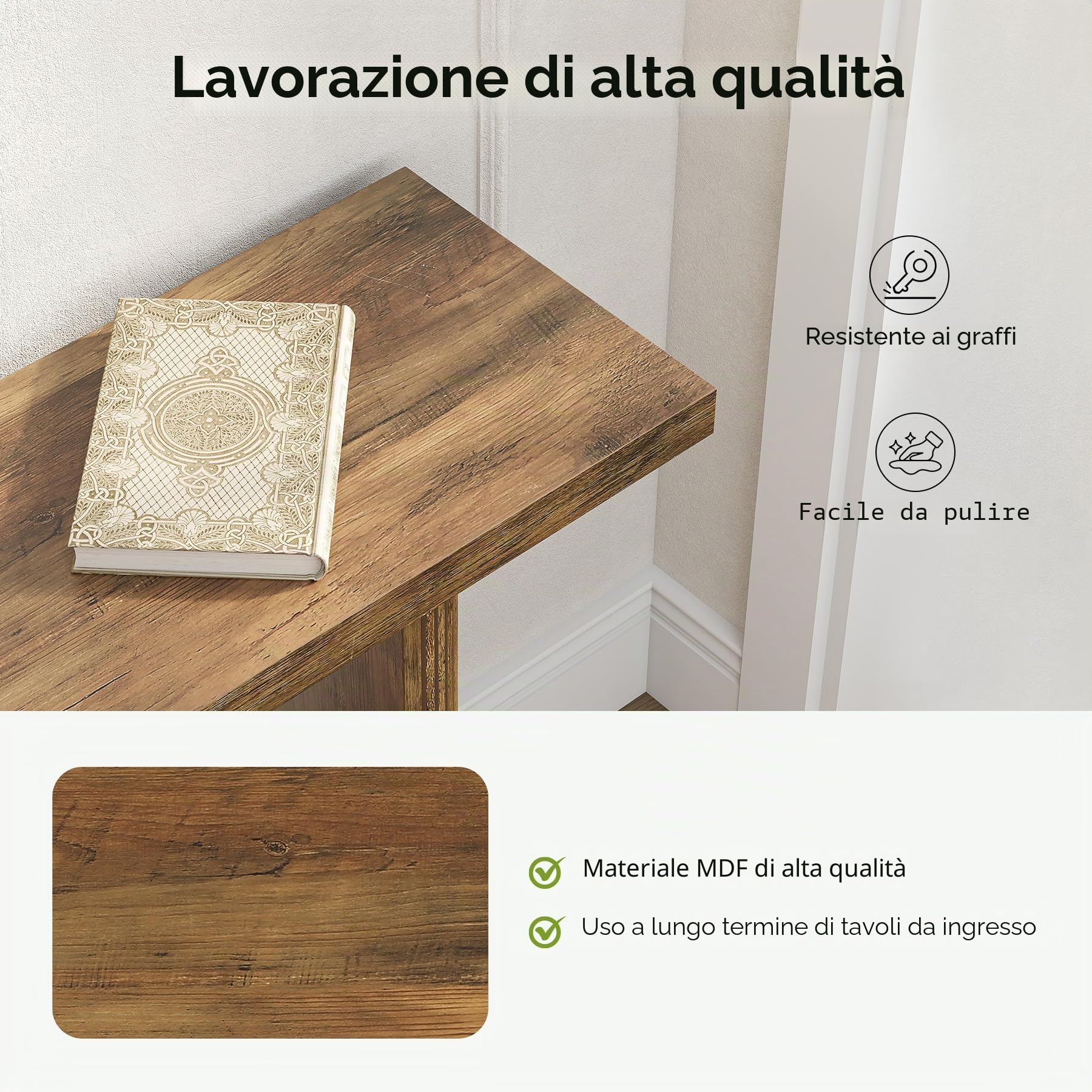 Tribesigns Consolle Ingresso a Ripiani, Tavolo Consolle Moderno da Corridoio, 140 x 30 x 80 cm, Tavolino in Legno da Posizionare Dietro il Divano per Soggiorno, Camera, Ingresso, Marrone