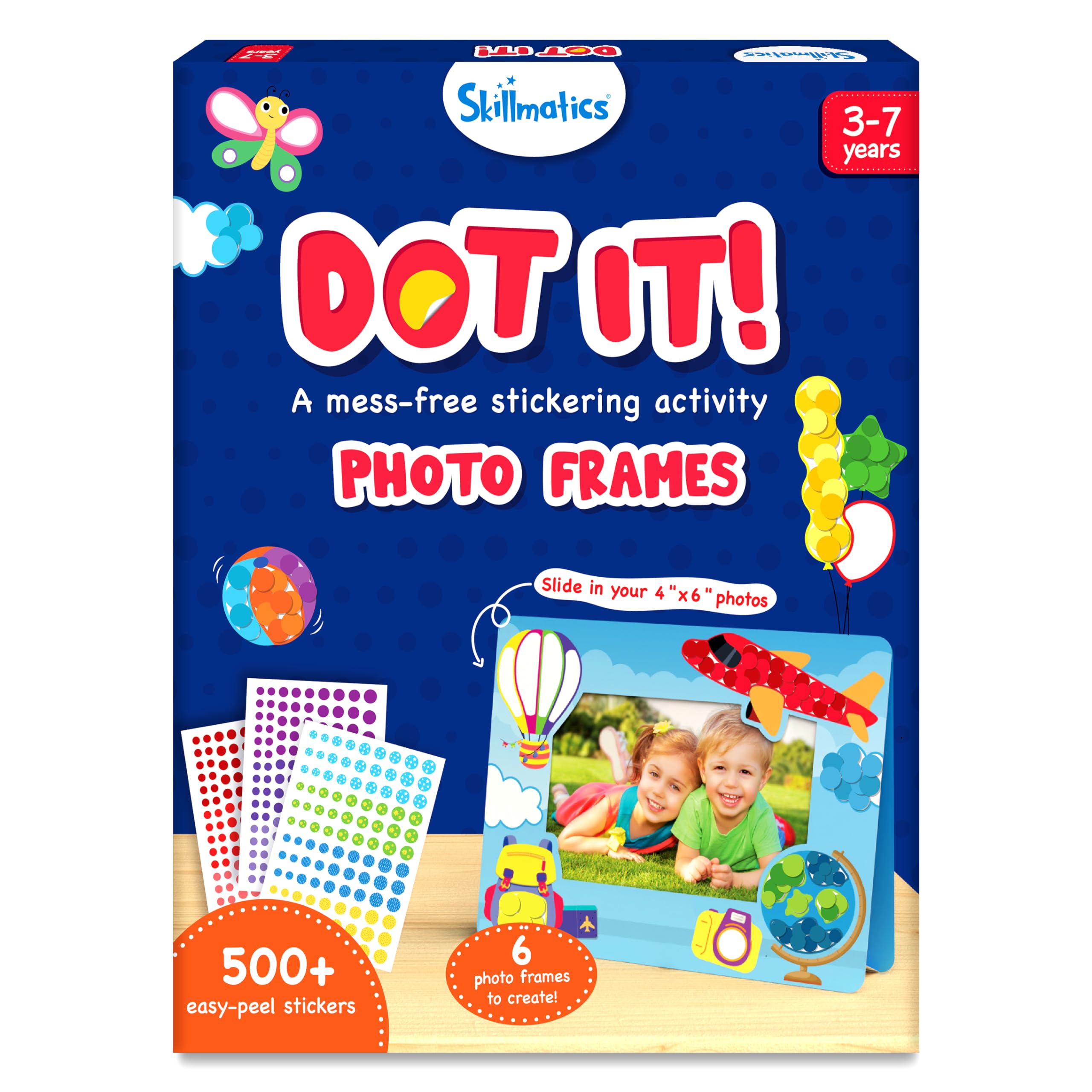 Skillmatics Dot It Sticker Art - Photo Frames, Mess-Free Fun for Kids, 500+ Stickers, Craft Kits, DIY Scrapbooking Activity, Travel Toys, Gifts for Boys & Girls Ages 3, 4, 5, 6, 7