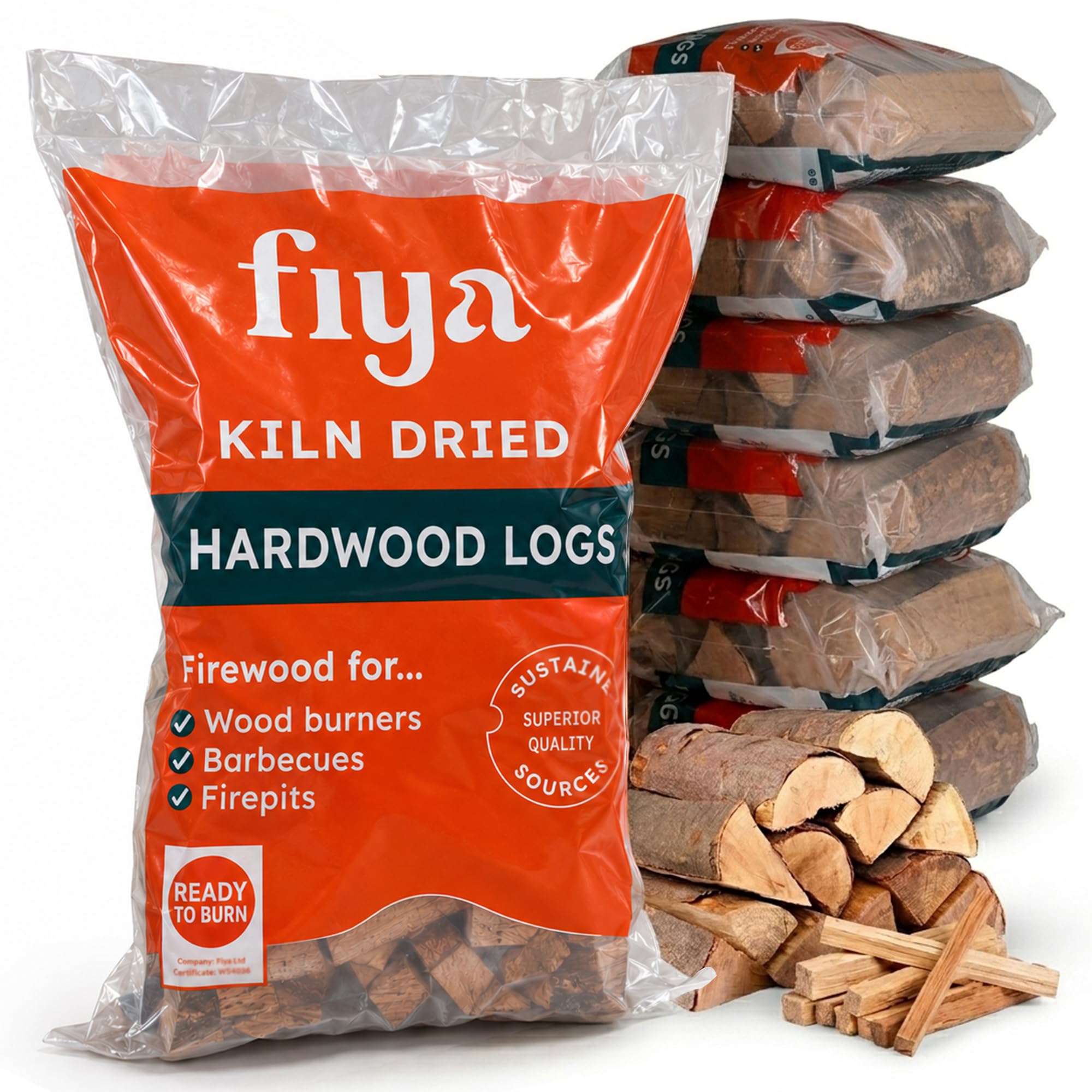 6 Pack Fiya Midi Bags Kiln Dried Logs |20L (Approx. 7.3kg Each)