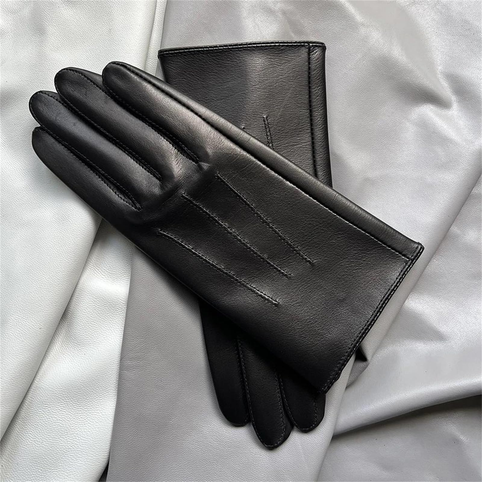 Guantes unisex de piel de vaca auténtica para hombre, de una sola capa, sin forro, para invierno, conducción, motocicleta