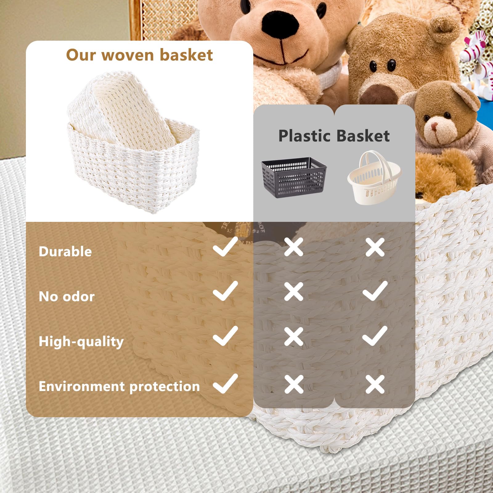 Cestino Portaoggetti, 4 Pack Organizzatore Bagno Impilabile, Può Essere Utilizzato Come Cesto di Gioco e Organizer Fasciatoio per Neonati in Camere da Letto, Soggiorni e Camere dei Bambini