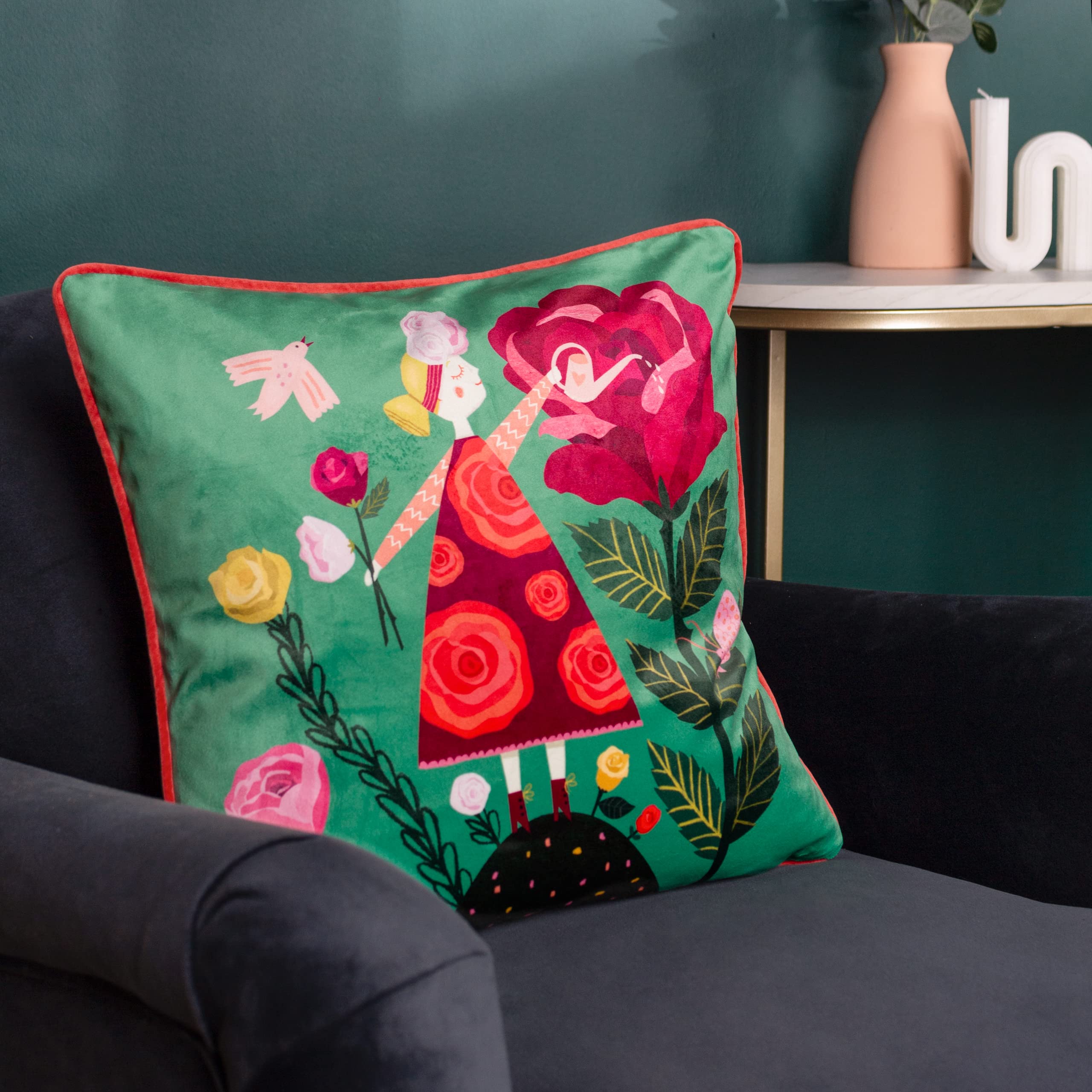 Kate Merritt Filled Cushion 43cm x 43cm Velvet