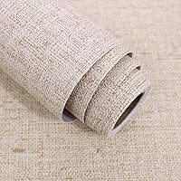 lenify Beige Grasscloth Peel and Stick Wallpaper - Textured Faux Linen Vintage Removable Contact Paper 15.7" x 118.1" (12.89 sq ft)