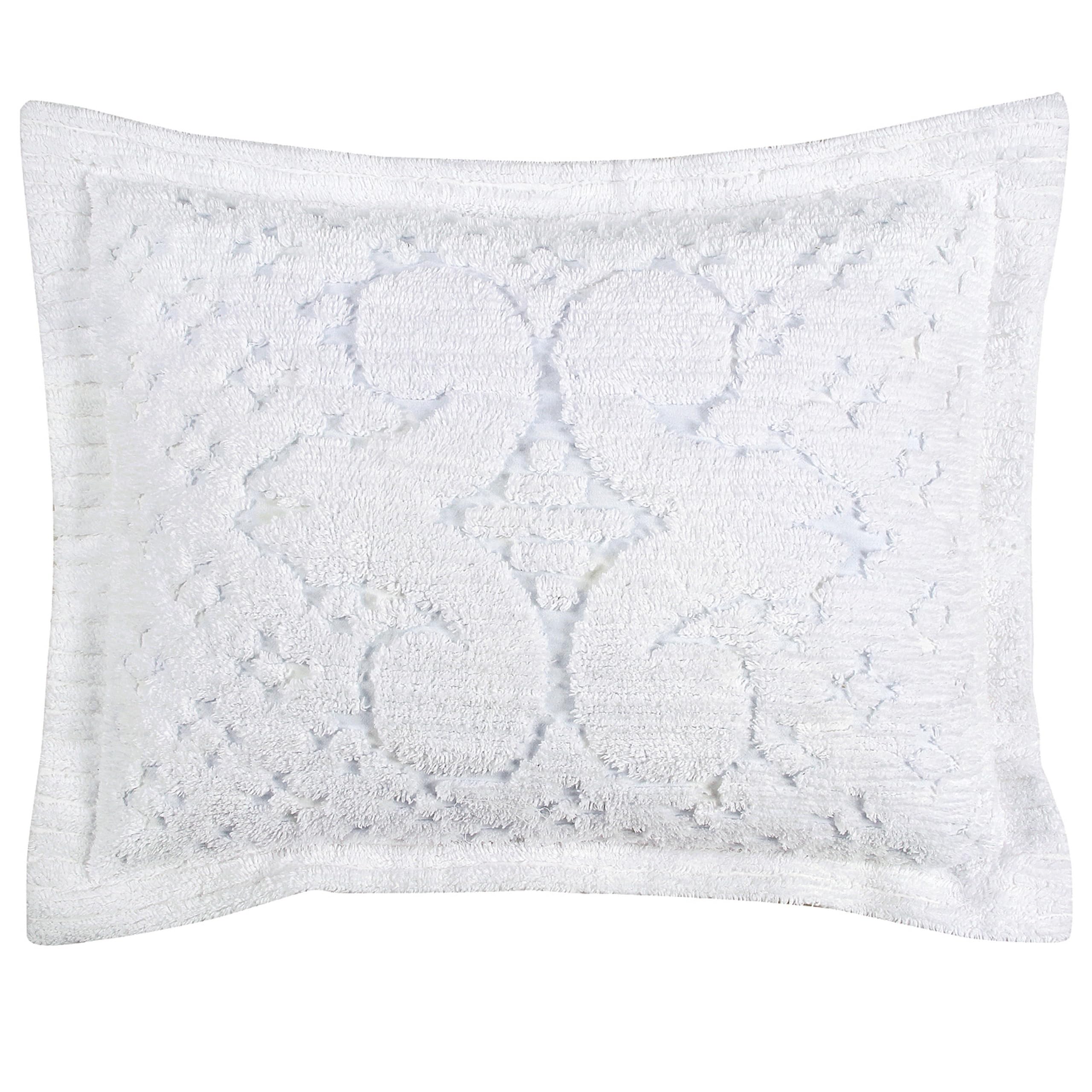 Better Trends White Standard Sham 100% Cotton Chenille Bedspread Sham, Soft and Cozy Tufted Tumble Dry (21x27 Std Sham) Ashton Collection