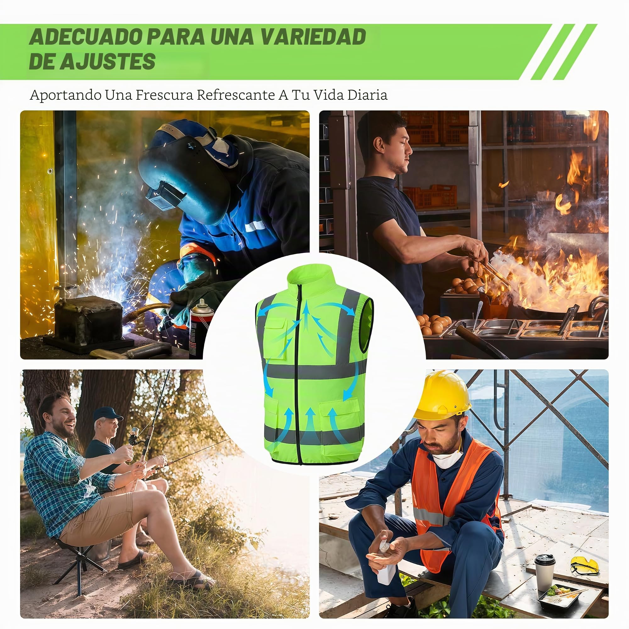 Chaleco refrigerante, chaleco de refrigeración eléctrico con 2 ventiladores para verano, clima cálido, ropa de refrigeración transpirable para hombres y mujeres (M