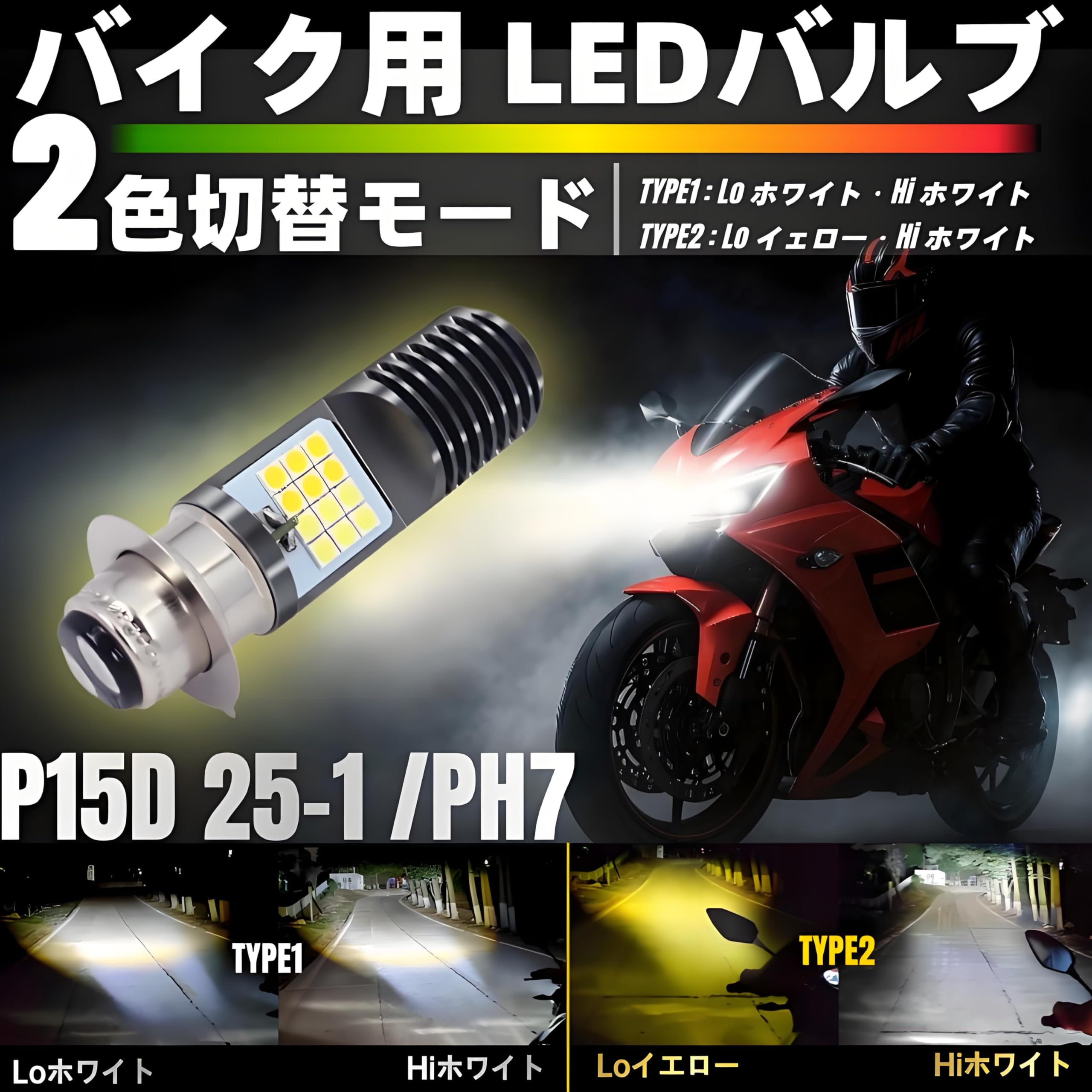 確認 YAMAHA（ヤマハ） JOG-ZS バイク PH7 LED ヘッドライト Hi⁄Lo 切替