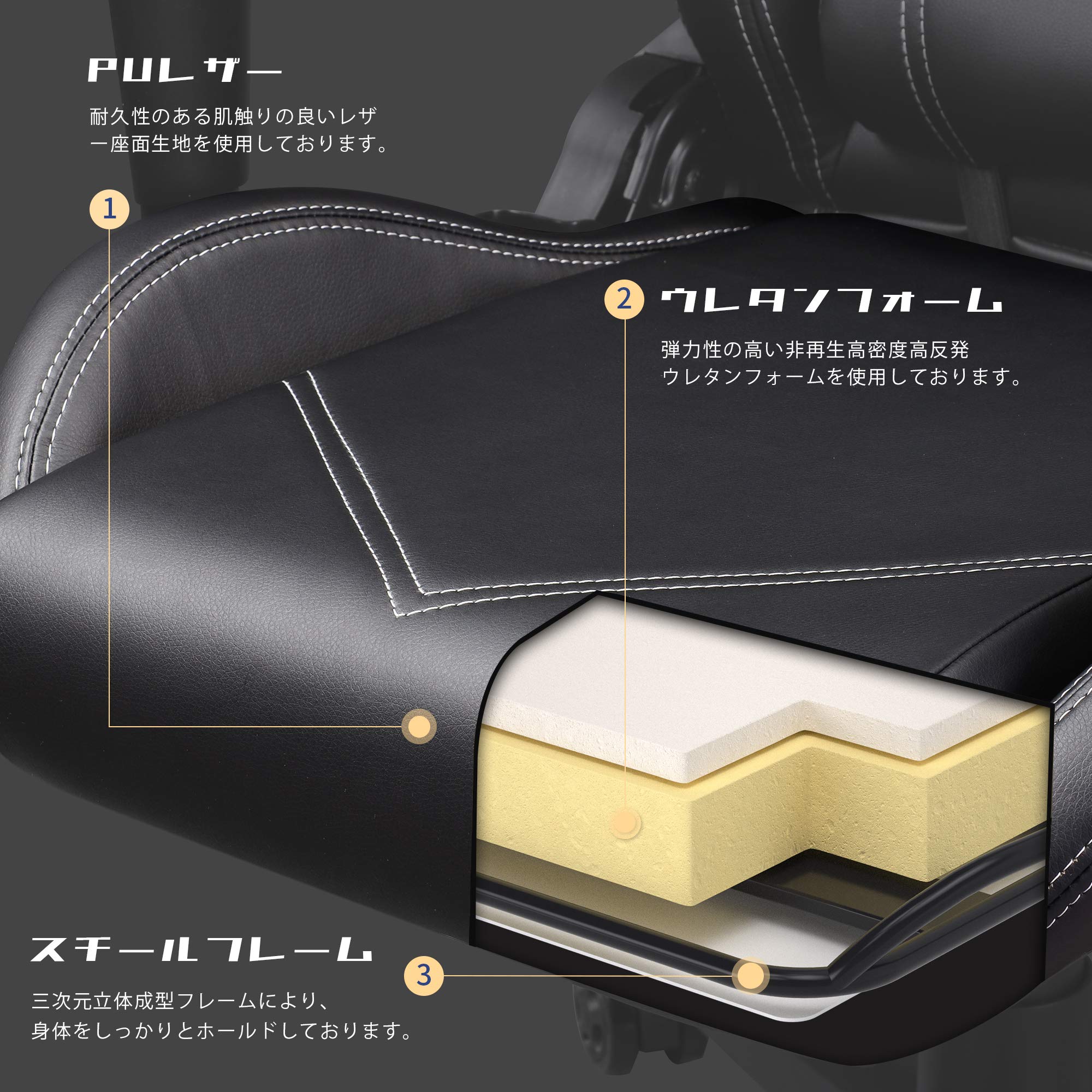 Amazon.co.jp: GALAXHERO ゲーミングチェア【ゼウス】【耐久性高級PU