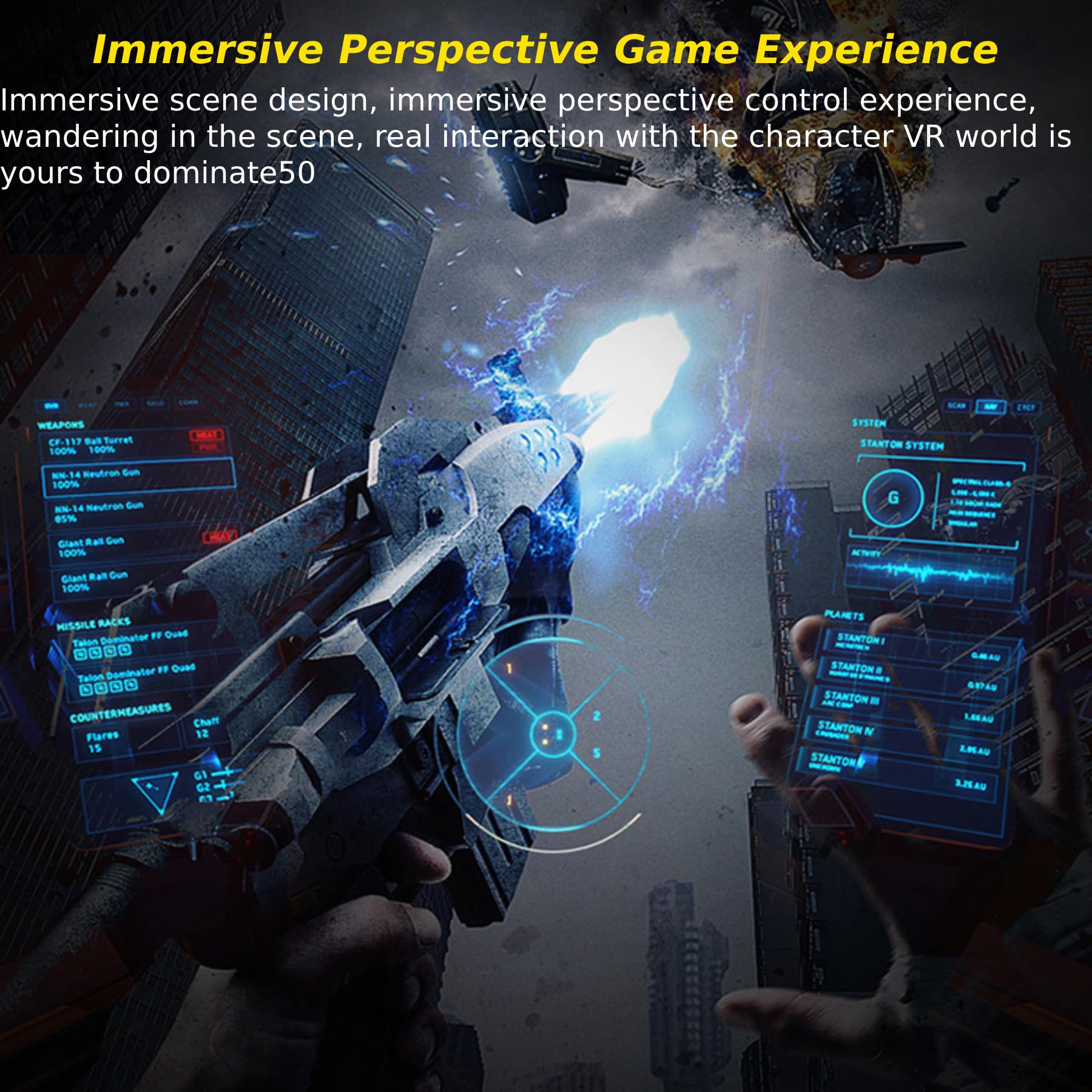 Zestaw Słuchawkowy do Rzeczywistości Wirtualnej VR Uniwersalny dla Smartfona z Systemem Android Ekran 3,5–7 Cali, Kask z Okularami 3D z blokadą Niebieskich Soczewek, Gogle VR dla