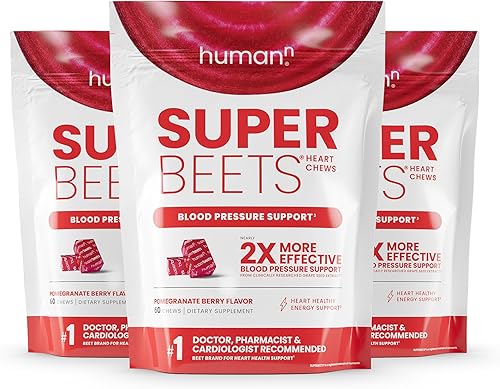 Miniatura 10 de HumanN SuperBeets - Masticables de corazón  Producción de óxido nítrico para apoyo diario de presión arterial y circulación  Extracto de semillas de
