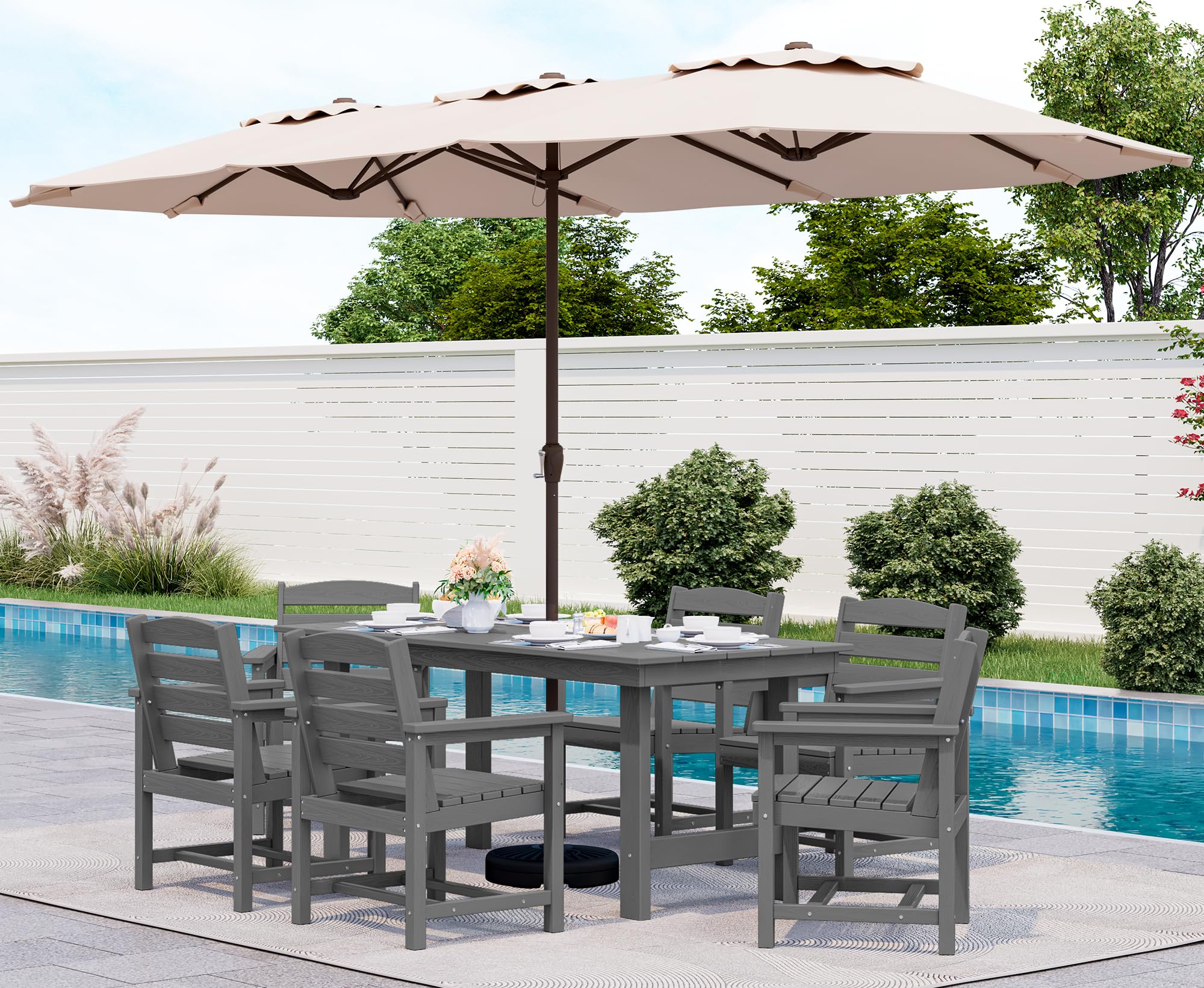 Patio Dining Set with Umbrella - Seats 6