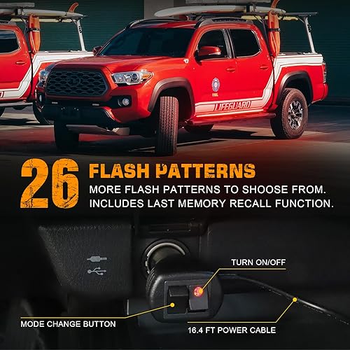 Miniatura 4 de XRIDONSEN 2 tiras de luces de emergencia rojas de 70 pulgadas, 864 LED, estroboscópicas, luces estroboscópicas de policía, bomberos, luces