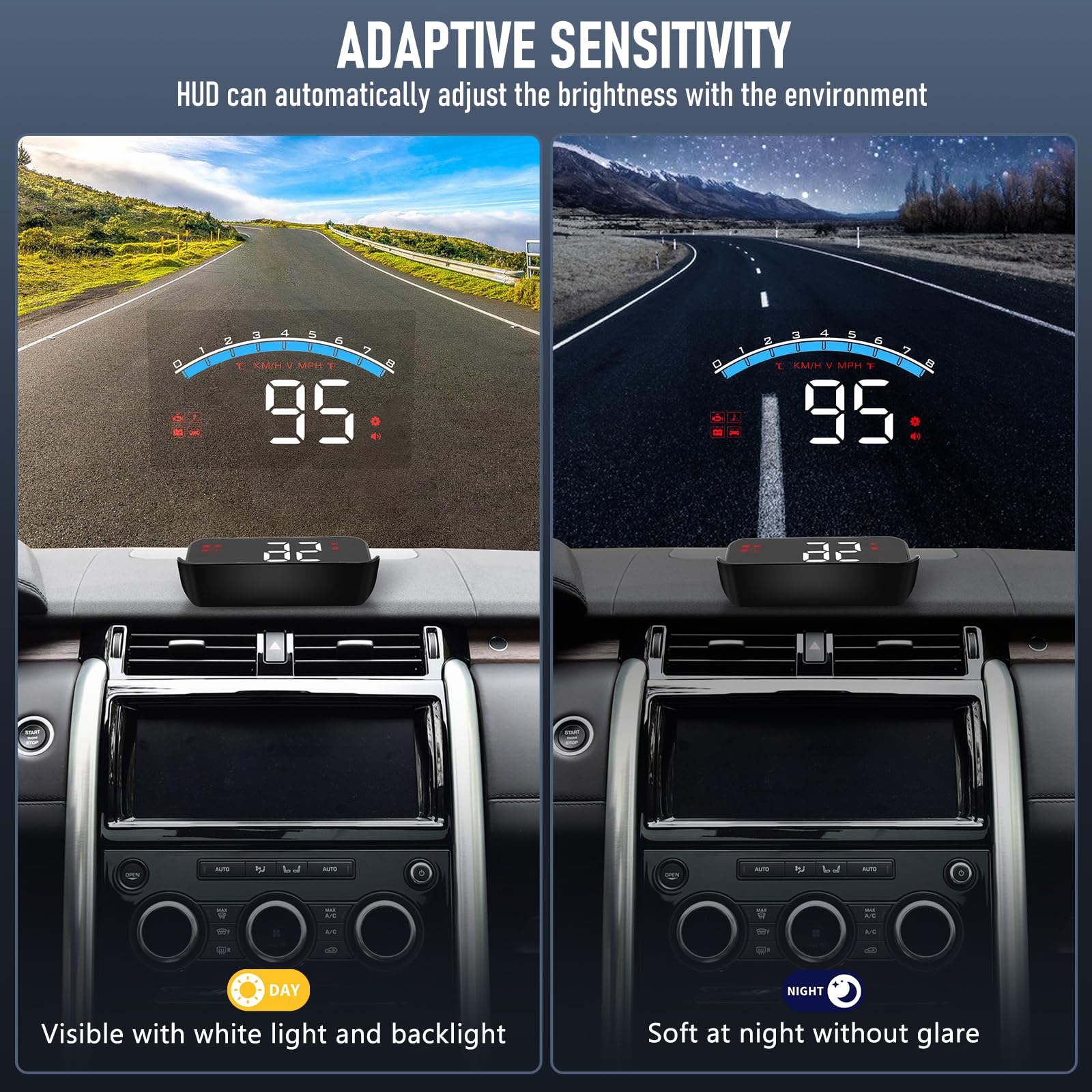 KAOLALI M6S Coche Heads-up Display, OBD2 Velocímetro Coche MPH, Parabrisas Proyector, Pantalla de 3,5 Pulgadas, con La Velocidad MPH, Pantalla de Temperatura del Agua Alerta de Seguridad de Velocidad