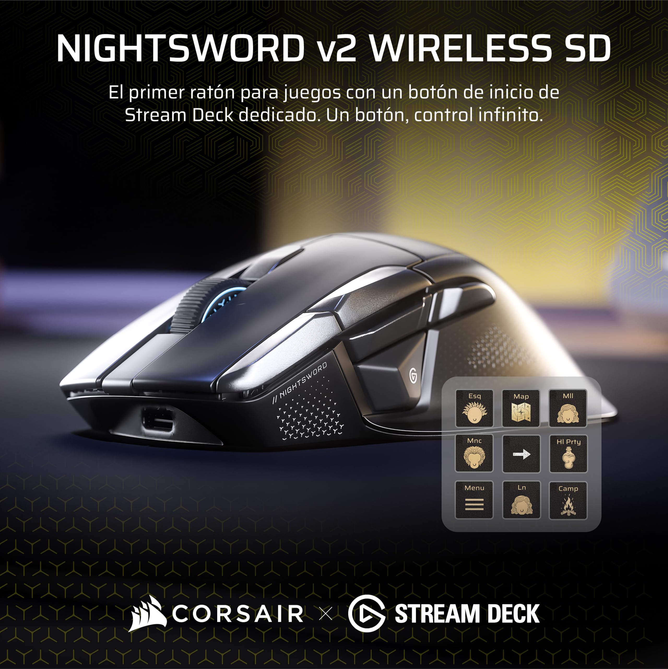 Corsair NIGHTSWORD v2 Wireless SD Ratón para Juegos – Negro