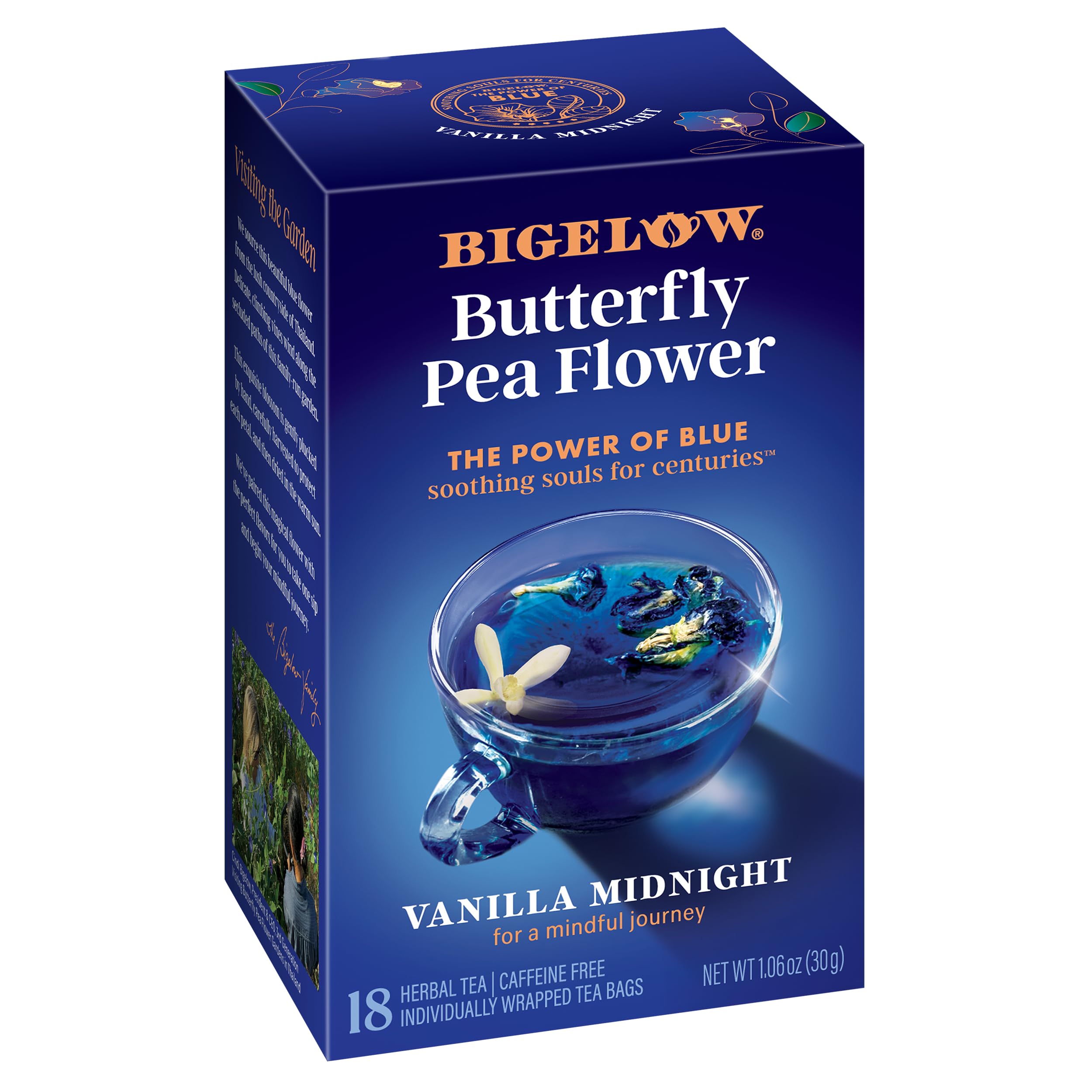 Bigelow Tea Vanilla Midnight Butterfly Pea Flower, 18 Count (Pack of 6)
