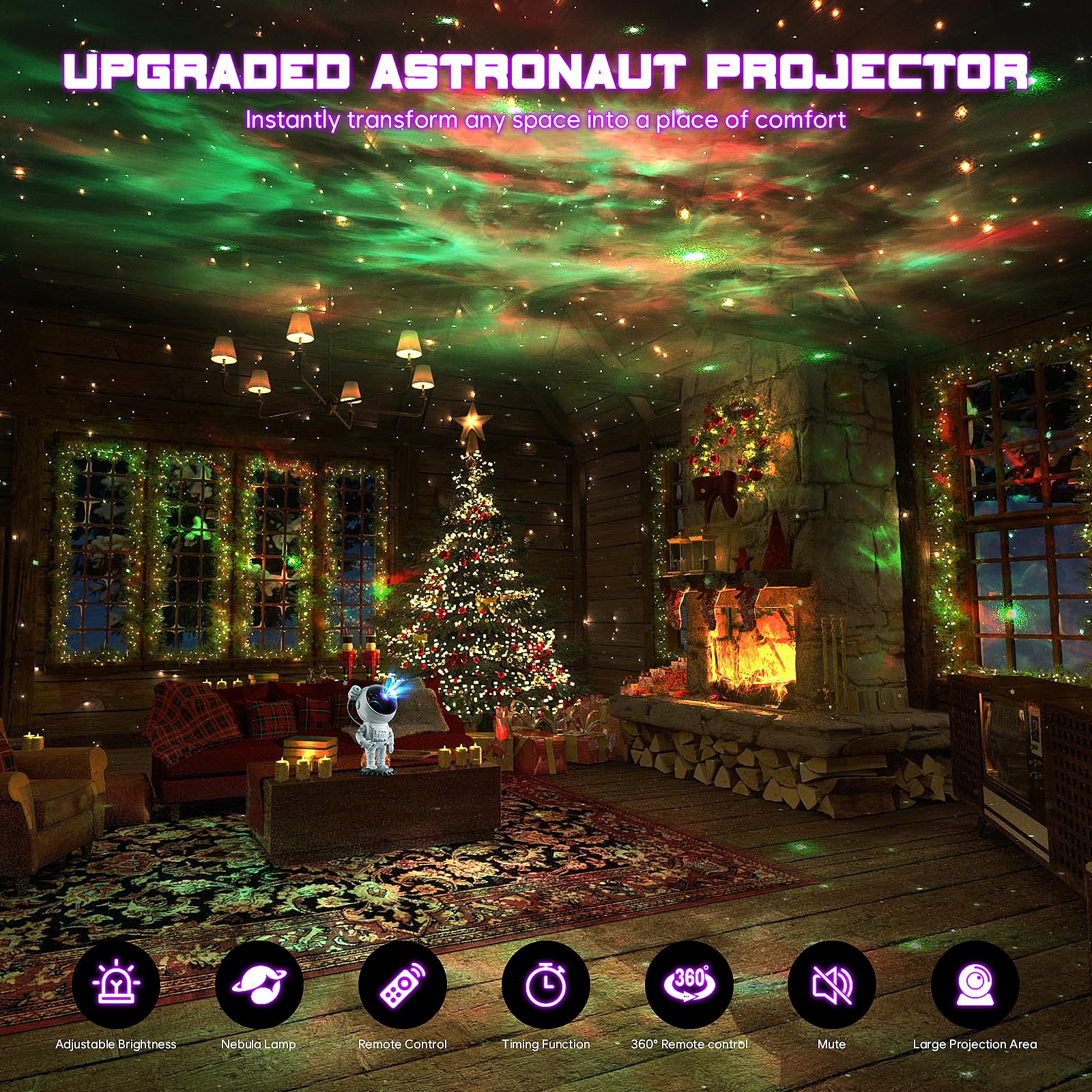 Proiettore Galaxy Astronauta Luce Notturna Cielo Stellato, Proiettore Stellare Astronauti con Nebulosa, Timer e Telecomando, Lampada Stellata per Camera da Letto e Proiettore a Soffitto (Bianco)