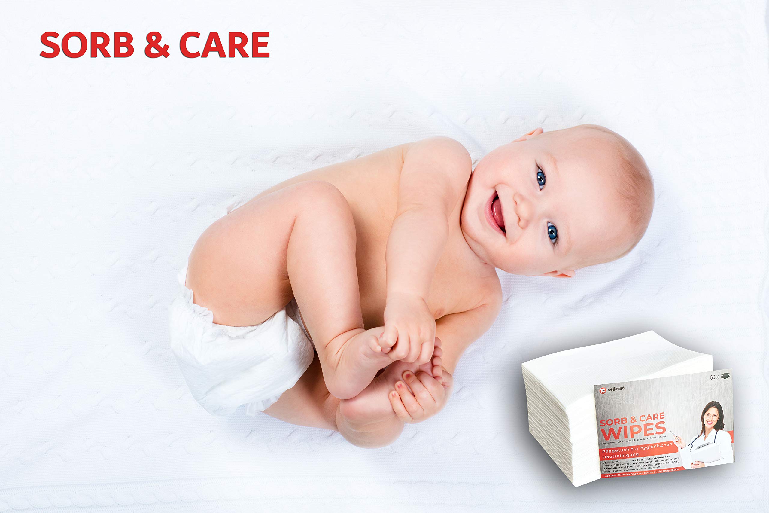 500 Stück Pflegetücher/Einmalwaschlappen Baby - trocken, seifenfrei, aus Zellulose - für Baby, Kosmetik, Pflege - weich, sensitiv & besonders saugstark, 1 Karton á 500 Tücher