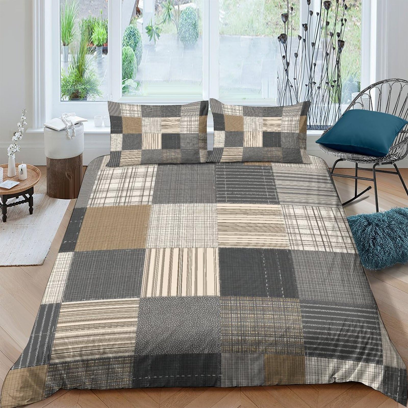 Ctjqhvkz Style-9 3D Printed Modern Patchwork Fitted Sheet Microfiber Soft Breathable Geometric Bed Cover For Bedroom Dorm Decor Mattress Protection Single（135X200cm）