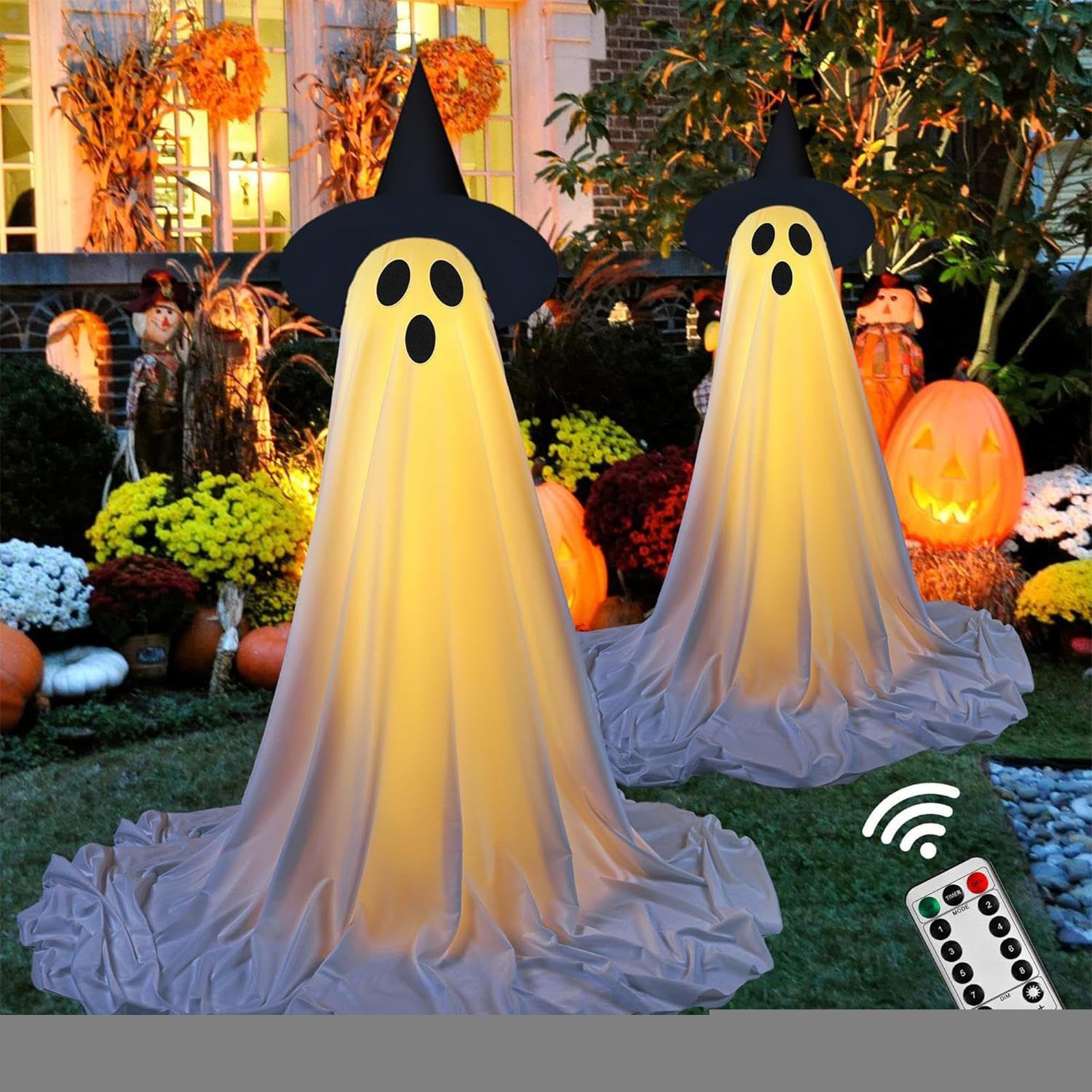 Fantasma Illuminato Forniture Per Feste Di Halloween Inquietanti Con | Fantasma Luminoso Da Esterno Con LED A Stringa Luminosa Per Feste Festival Portici Giardini E Prato