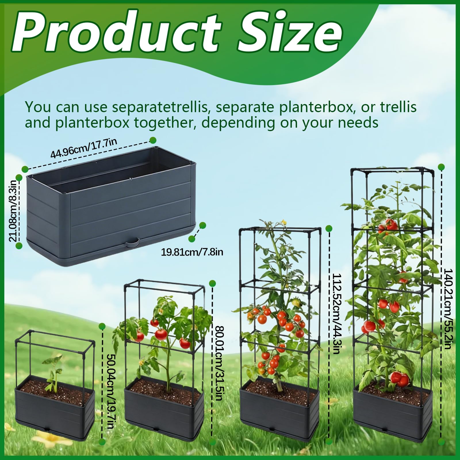 BRGD Paquete de 2 Jardineras Elevadas con Enrejado, 4 Niveles Torre de Cultivo para el Cultivo de Tomates, Pepinos, Frijoles, Rosales y Petunias