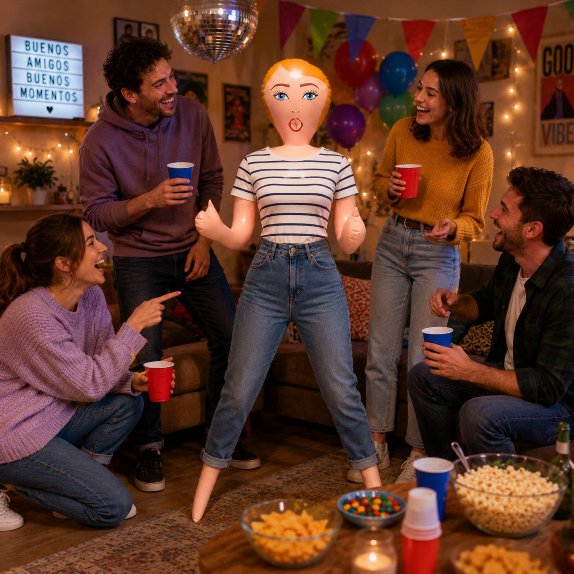Aufblasbare Display Figur mit Bräutigam Schärpe - Junggesellenabschied Dekorationen - Bachelorette Party Dekor - Gag Geschenk - Neuheit Aufblasbare Figur 60 Zoll - Blondi Care