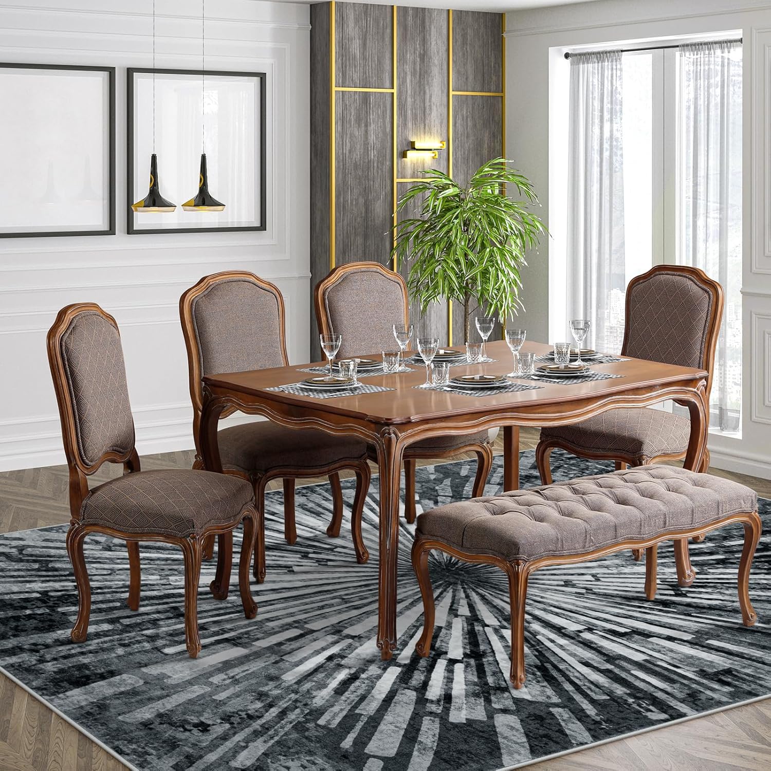 Lahome Black 8x10 Rugs for Living Room, Modern Area Rugs Low-Pile Soft Bedroom Rug, Washable Abstract Splash Living Room Rug Large Floor Carpet for Kids Playroom Nursery Dining Room - Image 4