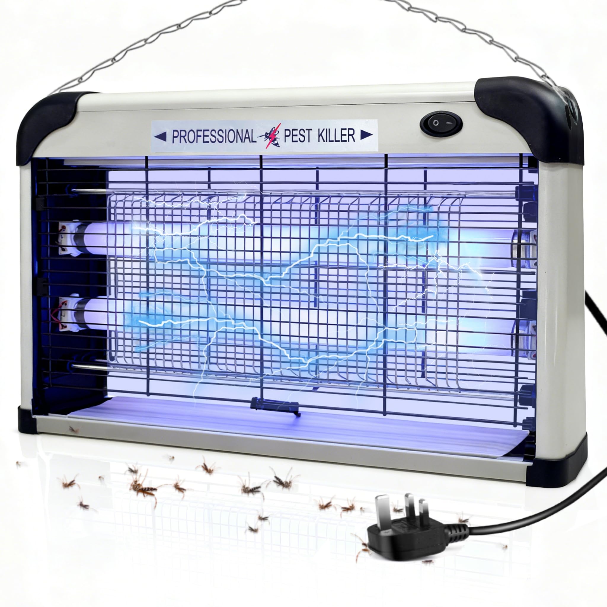 Fly Zapper Electric Indoor, 3500V High-Voltage Insect Killer with 20W UV Light (365nm), Powerful Mosquito & Fly Zapper with Washable Tray & Hanging Chain, Safe Quiet Operation, UK Plug — view 9