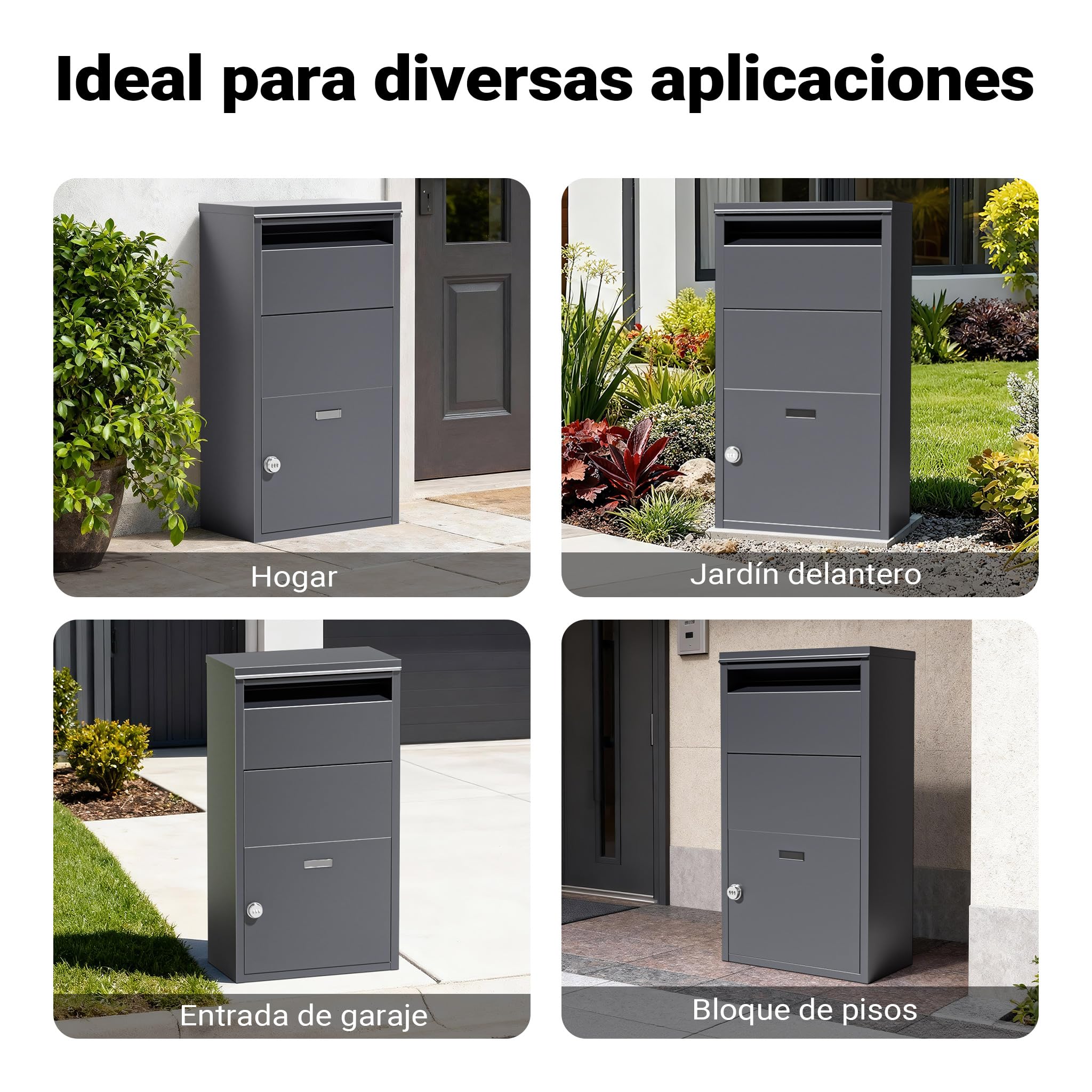 Wiltec Buzón para Paquetes Antracita 410 x 220 x 750 mm, buzón para Paquetes doméstico, recepción privada de Paquetes y Paquetes pequeños, buzón de Acero