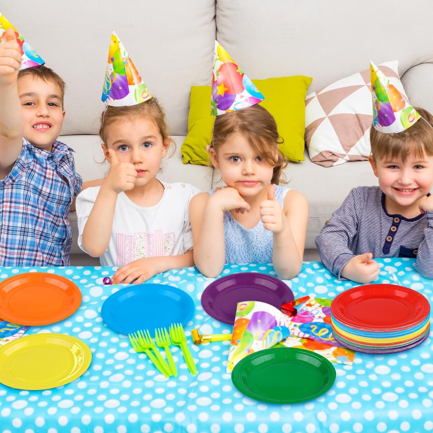 72 Pieces Rainbow Paper Plates 7 Inch Bulk Paper Plates Disposable Round Dessert Plates Heavy Duty Solid Color Paper Plates Table Decors Party Supply for Birthday, Dinner, Wedding - Image 5