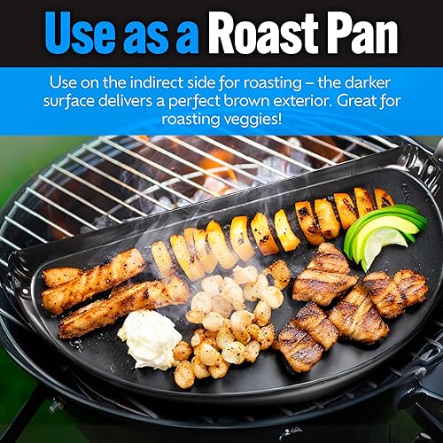 Miniatura 6 de SnS Grills Drip 'N Roast Pan de 22 pulgadas, bandeja de goteo todo en uno, sartén para asar y hornear al aire libre y uso en horno interior, acero