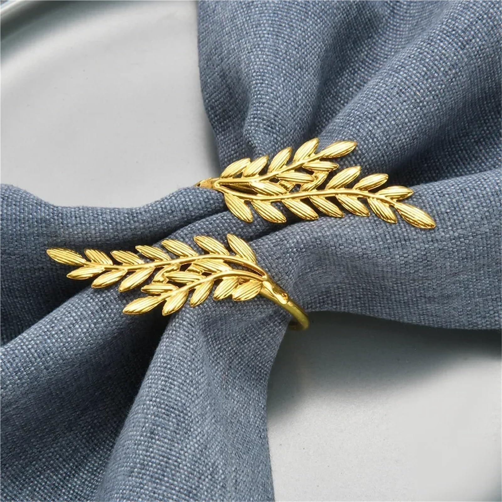 Lot de 48 ronds de serviette en forme de feuille d'or pour décoration de table de mariage