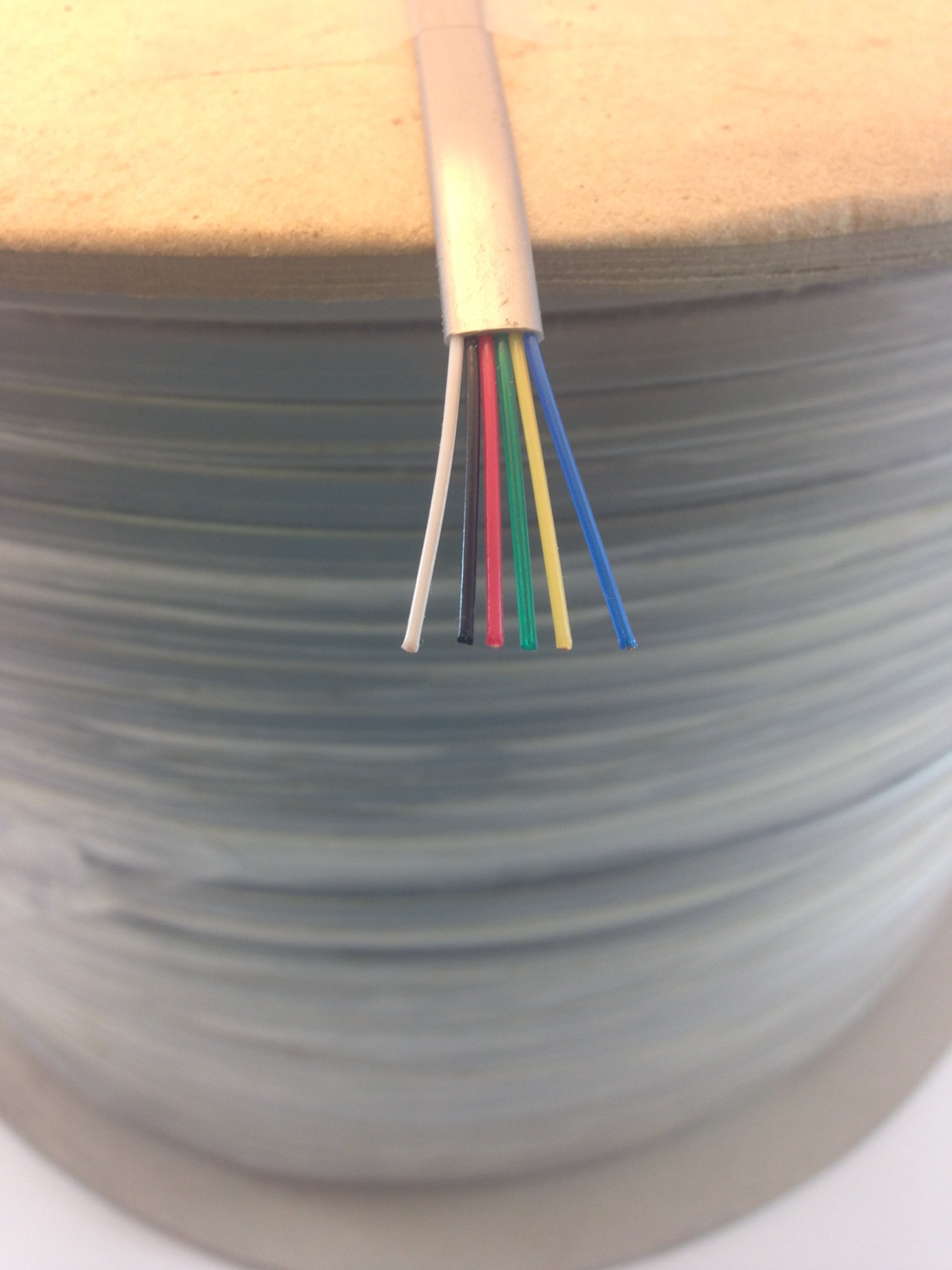 CES 6 Conductor 26AWG (2500FT ROLL) Flat Non-Insulated JACKETED Stranded 100% Cooper Wire,