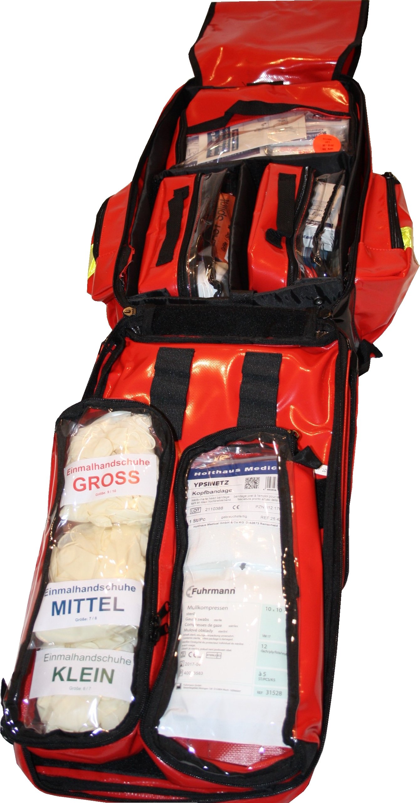 Erste Hilfe Notfallrucksack für Sportvereine, Freizeit & Event - Planenmaterial mit Waterstop System Rot