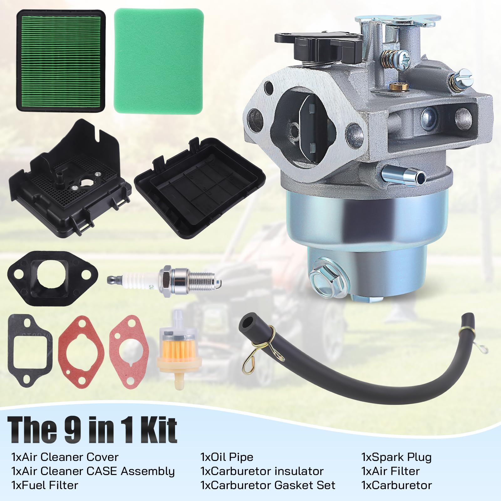 Carburateur Avec Joint Kit pour Honda GCV160,GCV160A,GCV160LA,GCV160LAO Kit Carburateur pour Honda GCV160 Tondeuse Série,Moteur et Tondeuse Avec Filtre à Air Avec Bouchon
