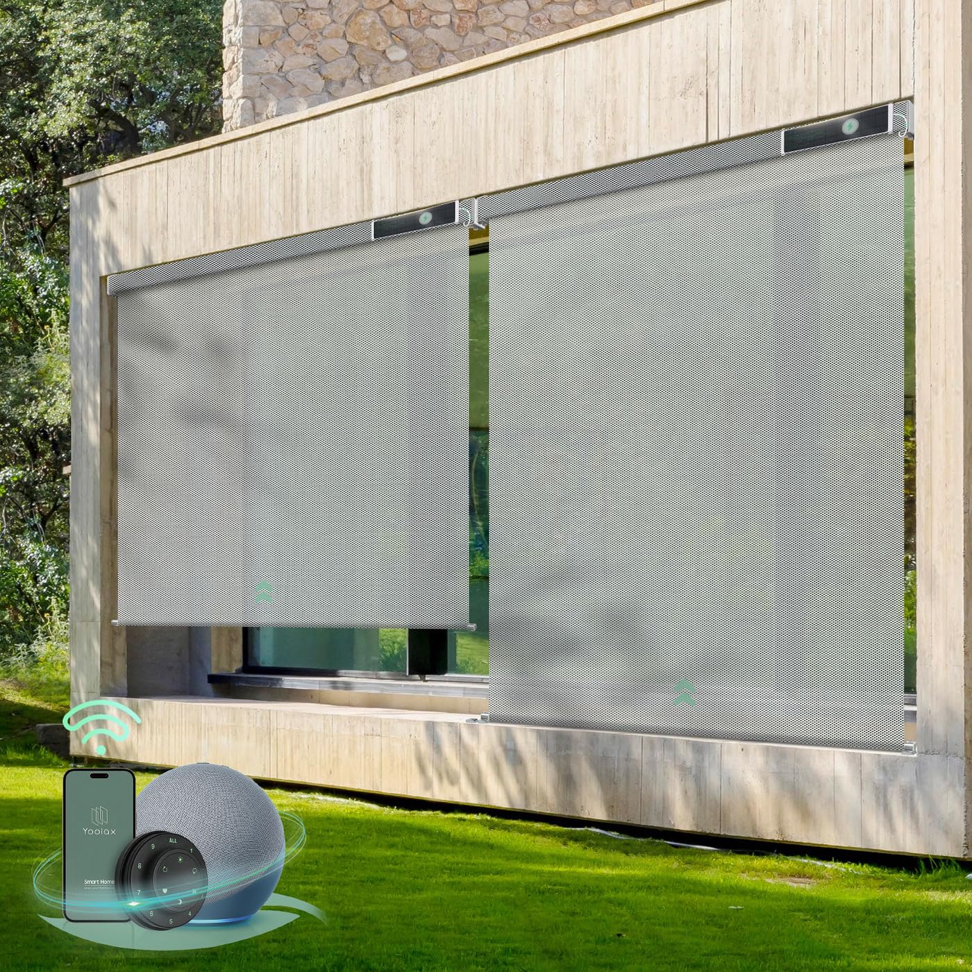 Amazon｜Yoolax 電動 アウトドアロールスクリーン 屋外 スマート