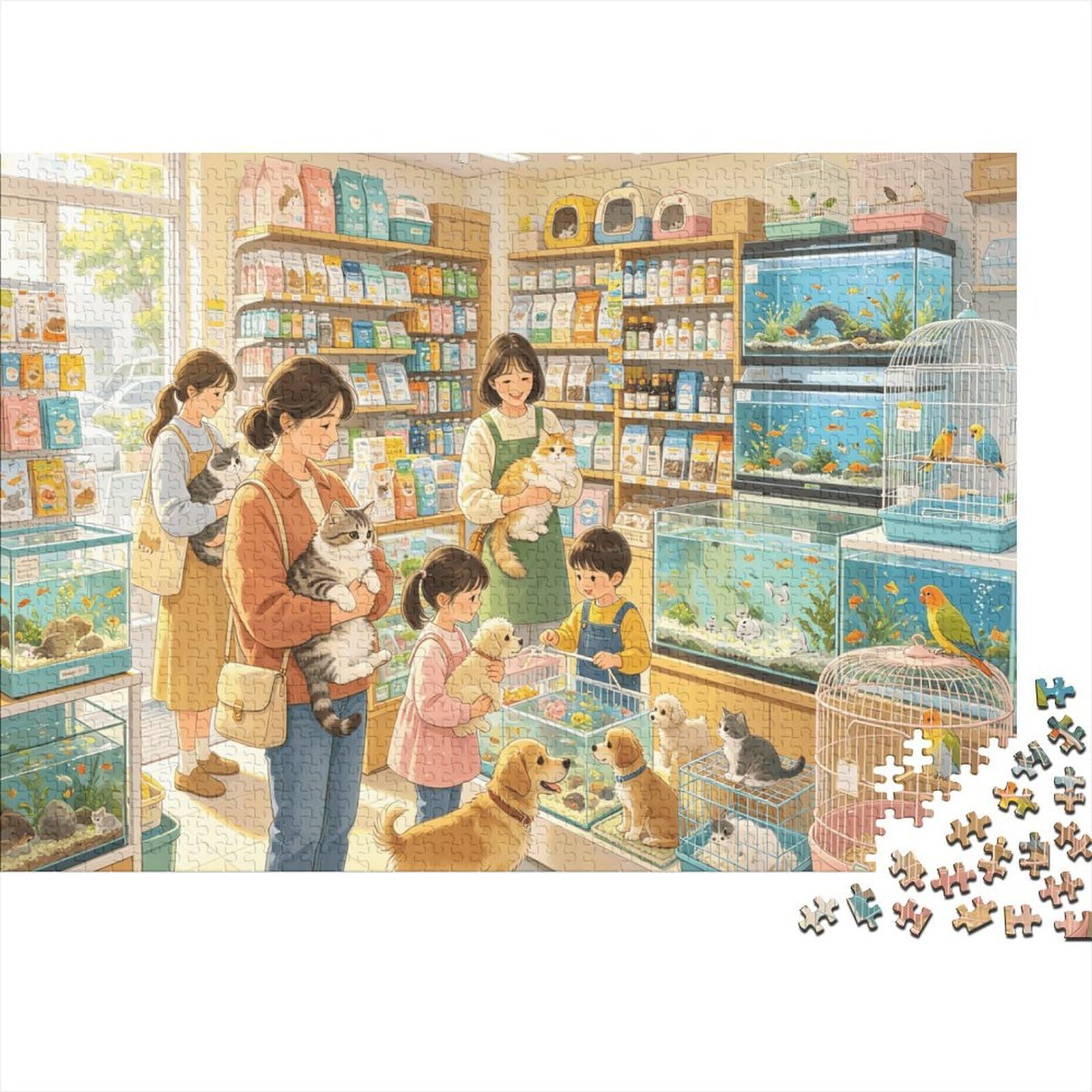 Petshop Senior Puzzles 1000 Piece Recycled Warm Daily Life Art Jigsaw Puzzles Puzzle Game Props Family Gaming Time Educational Game Challenge Gift 52x38cm/1000pcs