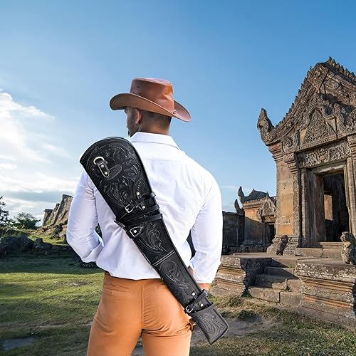 Miniatura 6 de Hulara Funda de cuero genuino para rifle de 16 a 20 pulgadas de longitud de barril de acción con palanca, para rifle de acción, funda de Winchester