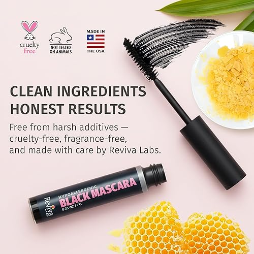 Miniatura 5 de Reviva Labs Máscara hipoalergénica negra para ojos sensibles y mujeres mayores, rímel suave, voluminizadora y alargadora para mujeres mayores de 50