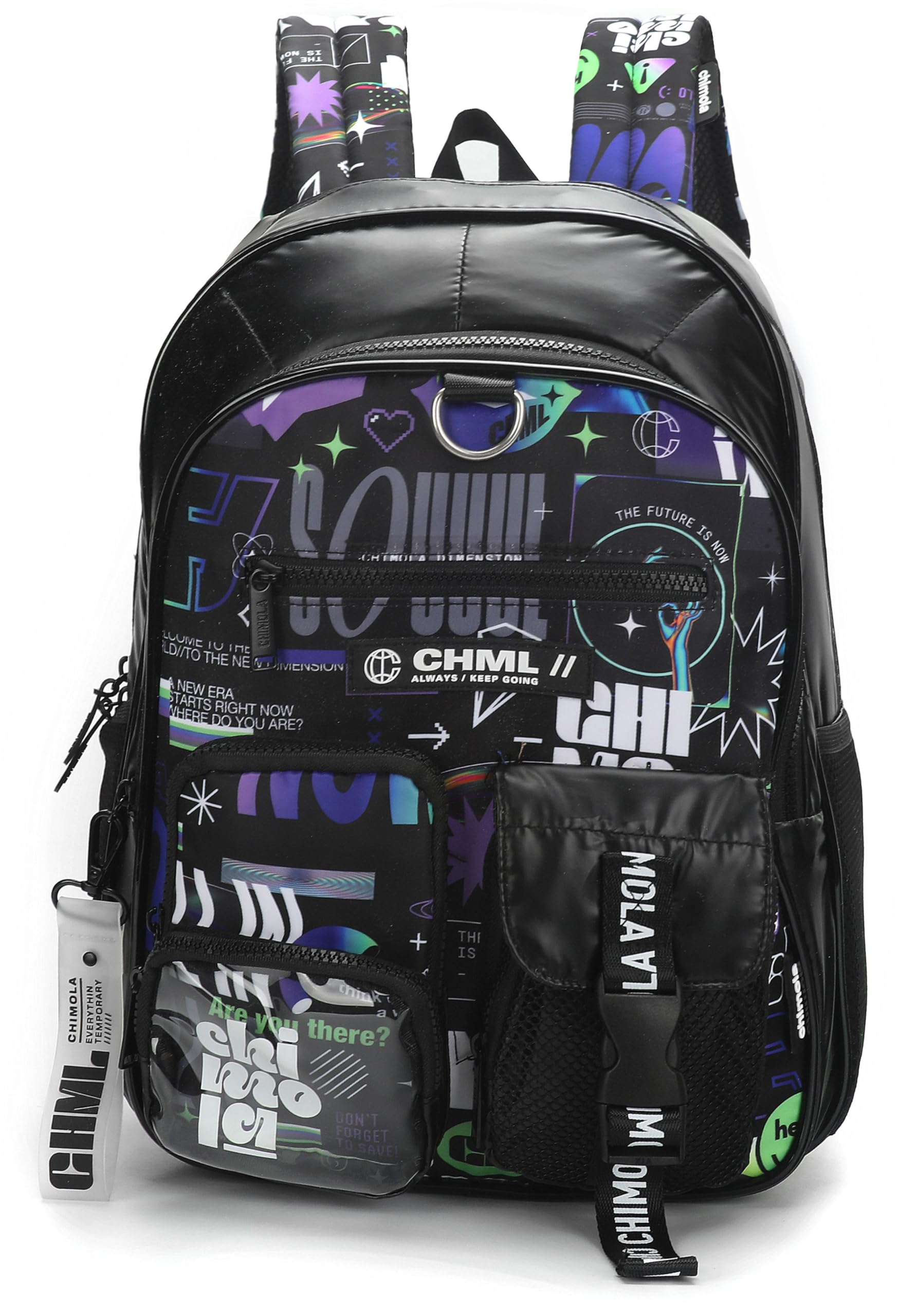 CHIMOLA Unisex Çocuk Sırt Çantası, Siyah, M