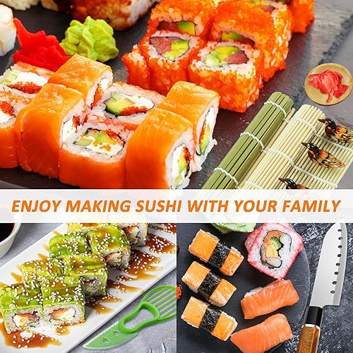 Miniatura 3 de Kit de fabricación de sushi, kit de 27 piezas para hacer sushi para principiantes, kit de rodillo de sushi, kit de sushi con alfombrilla de sushi,