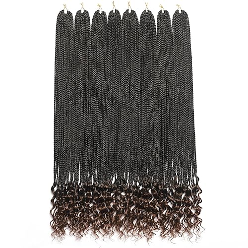 Paquete de 8 paquetes de trenzas de ganchillo con extremos rizados, trenzas de caja Goddess de 30 pulgadas, trenzas de ganchillo T30, extensiones de