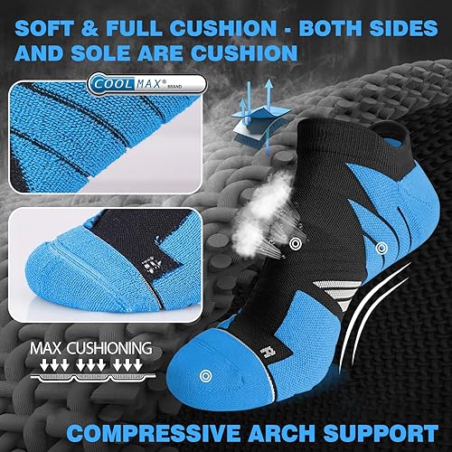 Miniatura 5 de Hylaea Calcetines deportivos para correr sin visibles, antiampollas, con tecnología Coolmax, sin costuras y antiolor