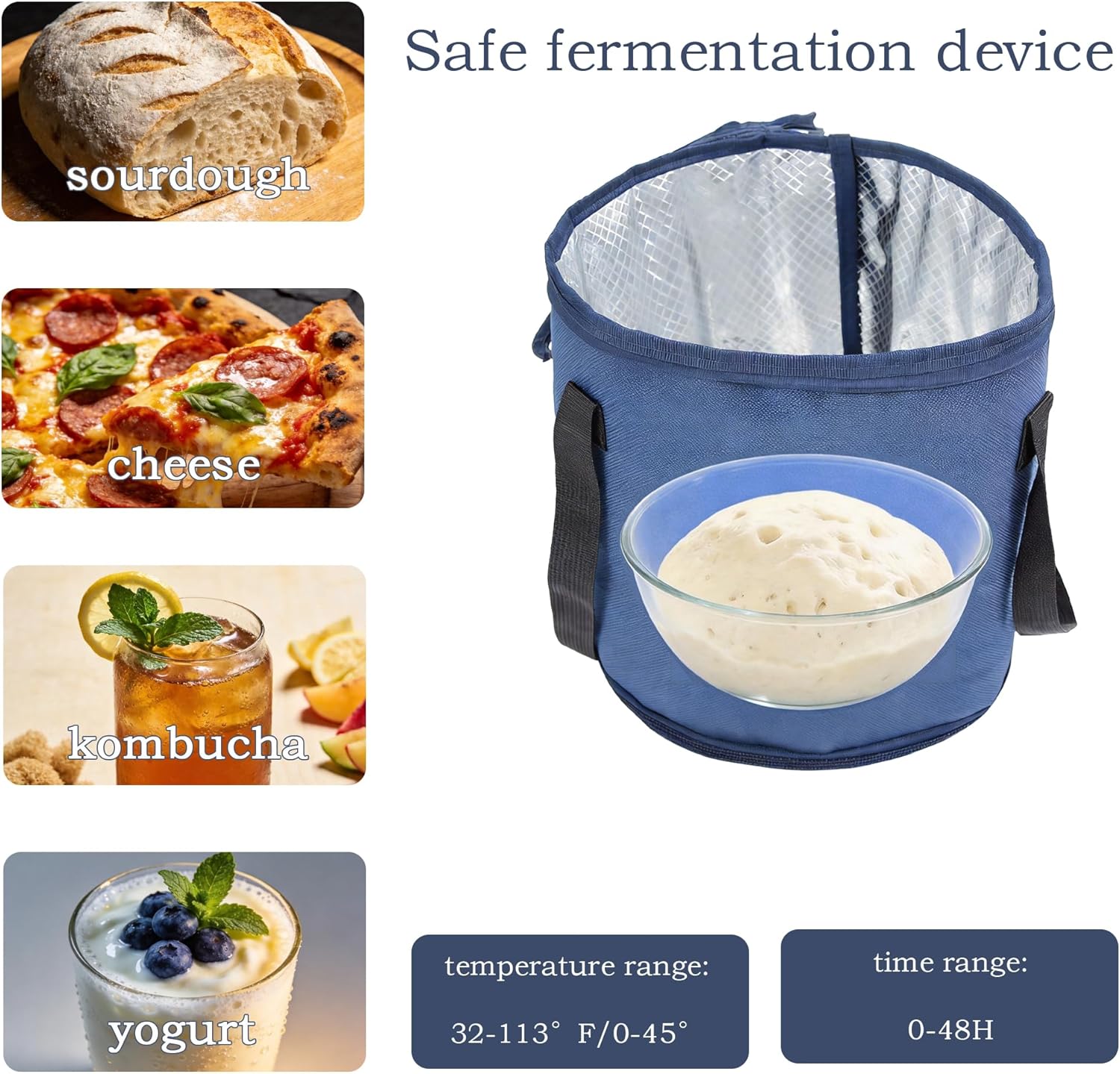 Kombucha Heating Wrap,Starter Jar Warmer,Round Fermentation Heater Warmer Temperature Control,32-113°F,48H Timer,Perfect for Fermenting Sourdough Starter,Pizza,Kombucha