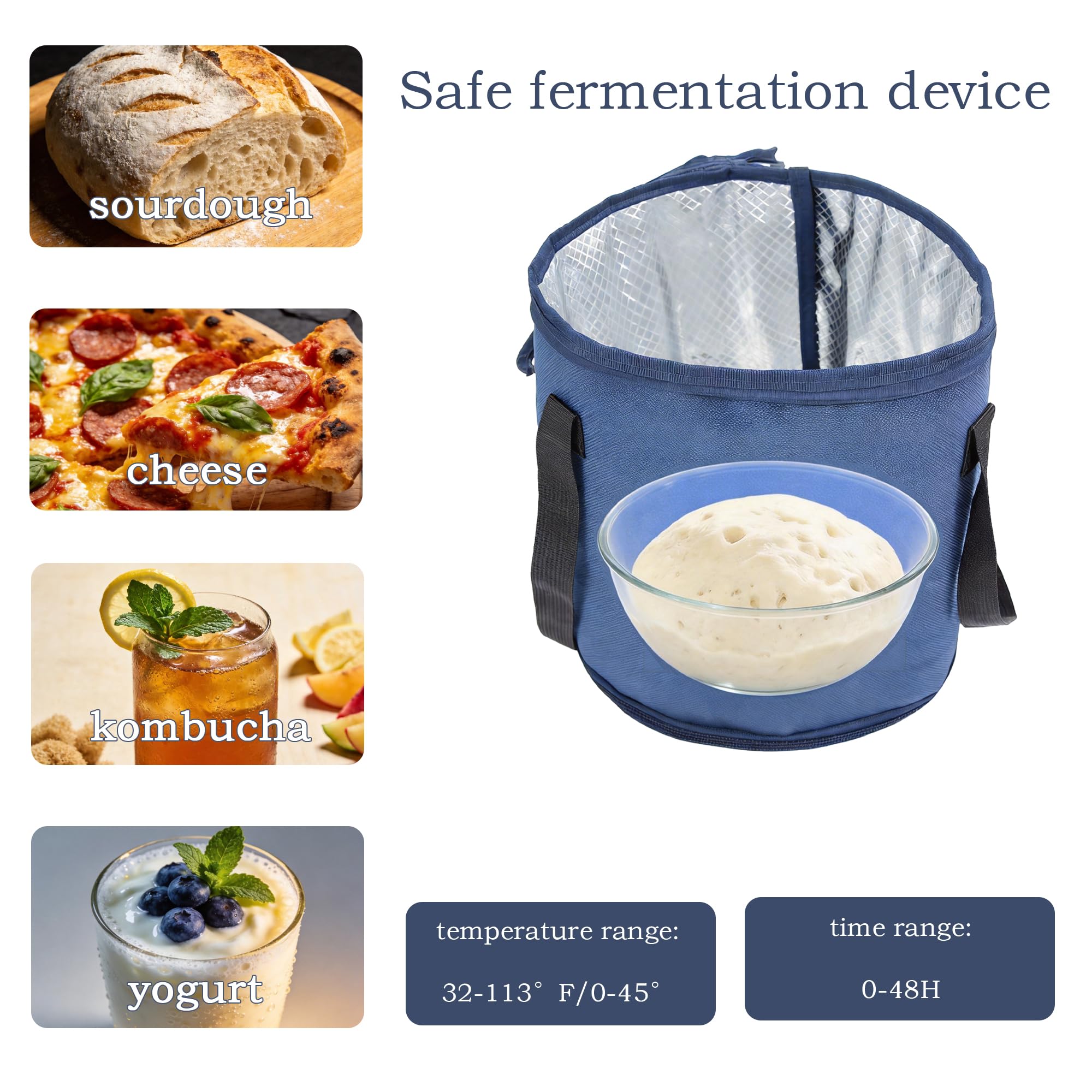 Kombucha - Envoltura de calentamiento, calentador de tarros de arranque con estante de acero inoxidable, calentador de fermentación redondo, control de temperatura, -0.0-45.0 °C, temporizador de 48