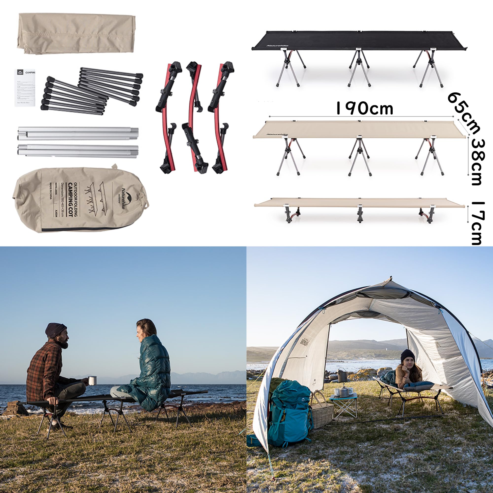 Amazon.co.jp: Naturehike キャンプコット 2way 三角な安定構造 150KG