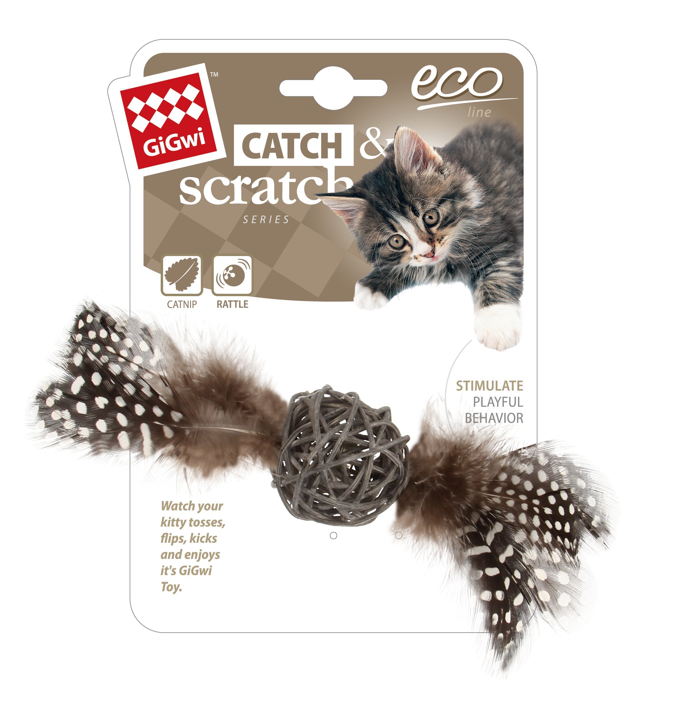 GiGwi Eco Line Catch & Scratch Cat Toy with Rattle (Wood/Feather/Rattan) (B0785SXNQG) Amazon Price History, Amazon Price Tracker