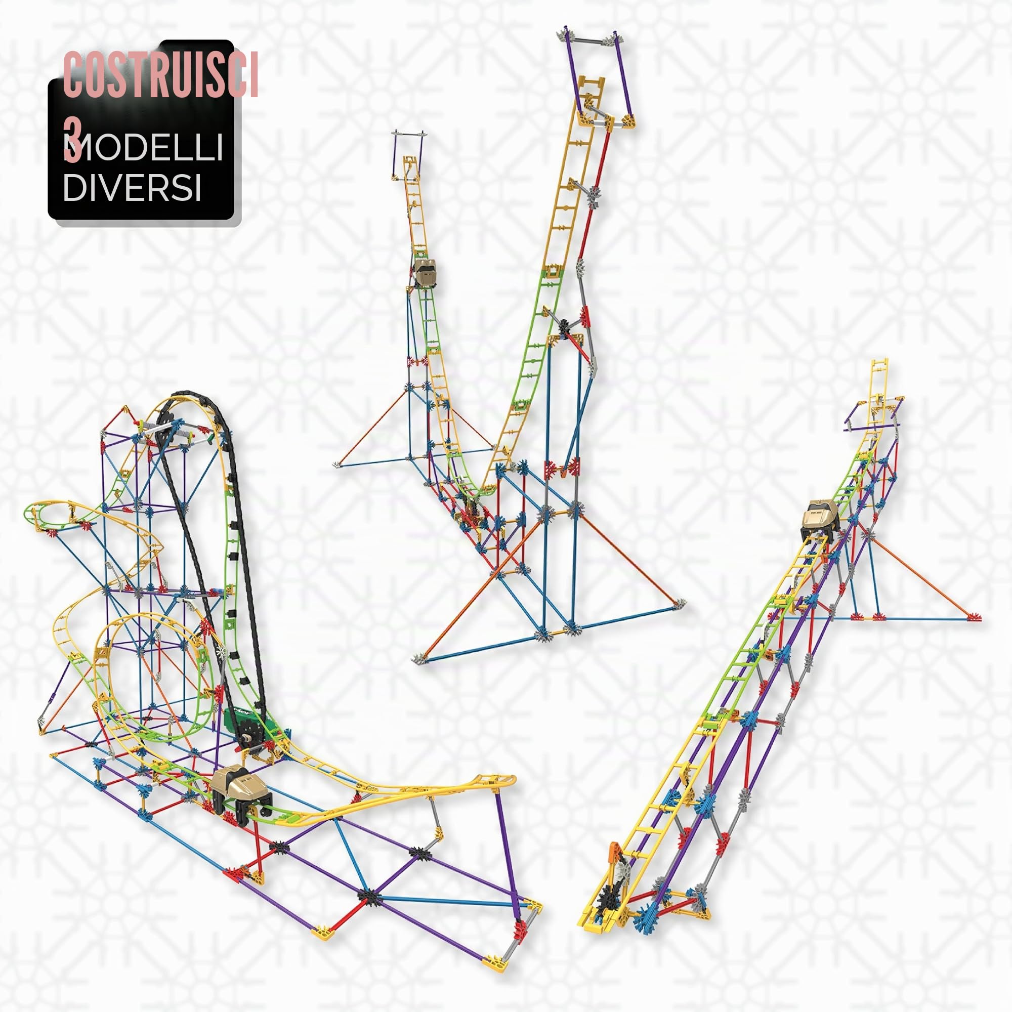 Set Da Costruzione Montagne Russe Esplorazione STEM, K’NEX Education, Basic Fun, 77078, kit apprendimento STEM di 546 pezzi, giocattoli per costruzioni per bambini e bambine dagli 8 anni in su