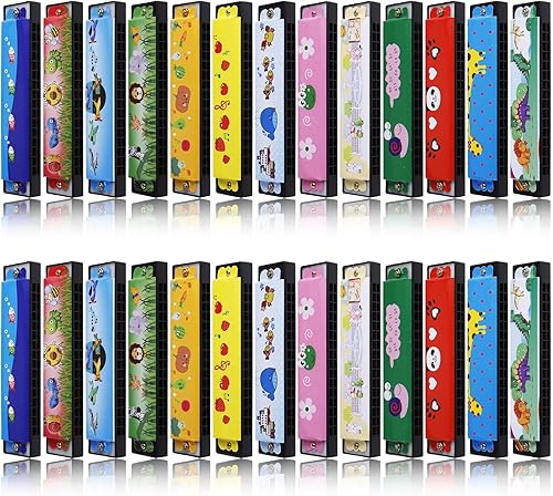 Miniatura 1 de GGSTDDUP 26 armónica para fiesta de cumpleaños de niños, armónica de 16 agujeros con doble fila, instrumento musical de 13 estilos para niños