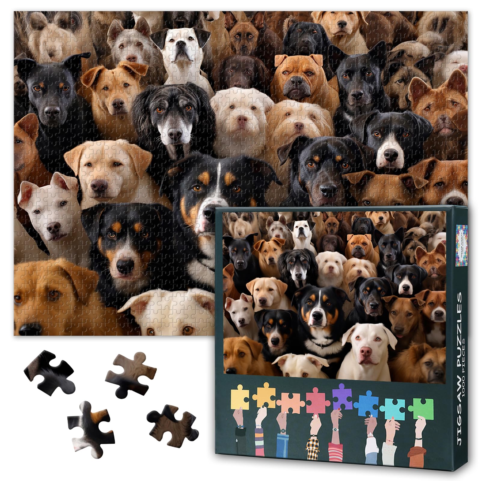 1000 Pieces Dogs Puzzles for Adults Adults Teens Elderly Game Gift for Family Friends Men Women Seniors Smooth Edges Artwork Puzzle Warmth Dog Family Well Packaged Puzzle(27.5x19.7in)