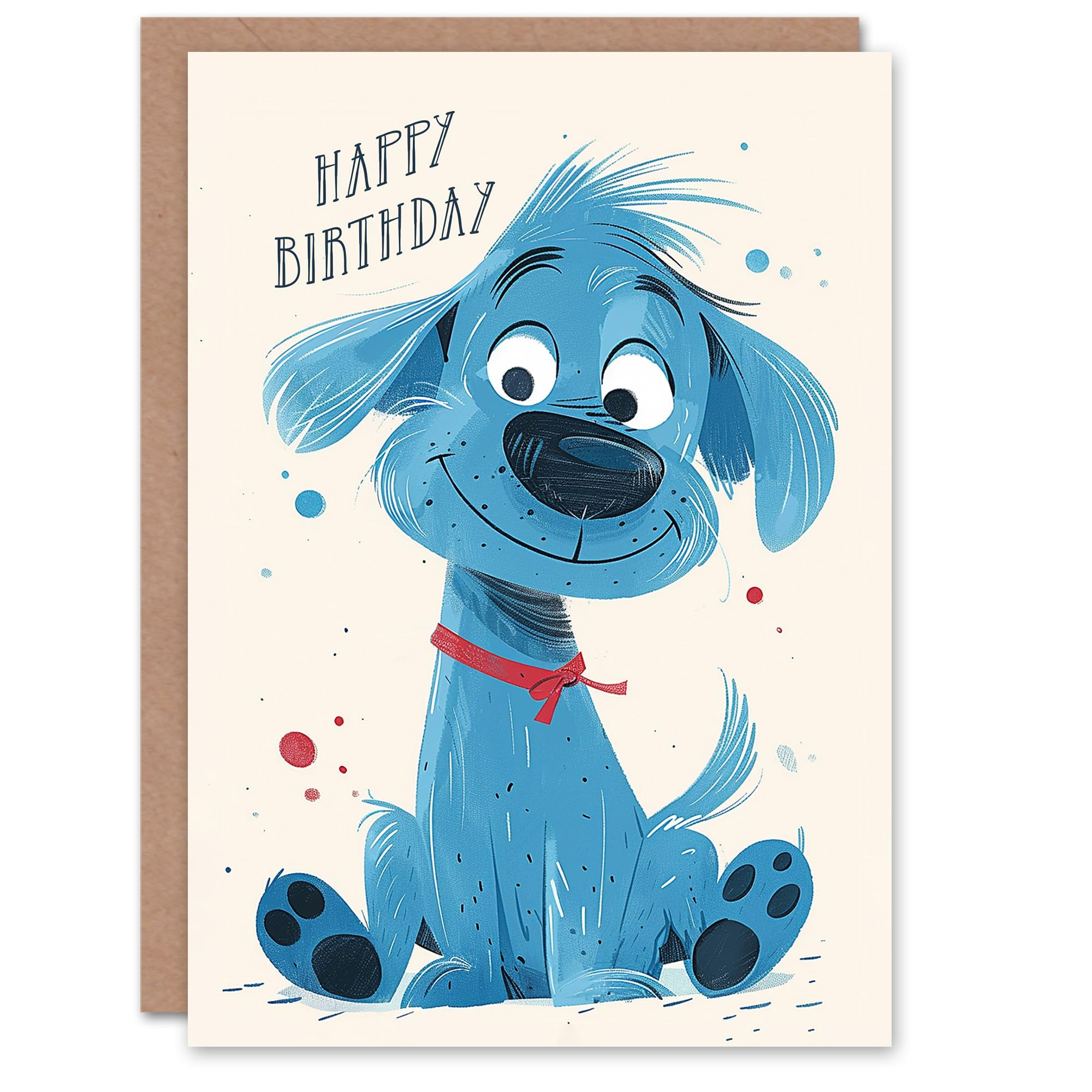 Artery8 Birthday Card Blue Dog Lover Puppy Cute Cartoon For Child Kids Son Daughter Greeting Card